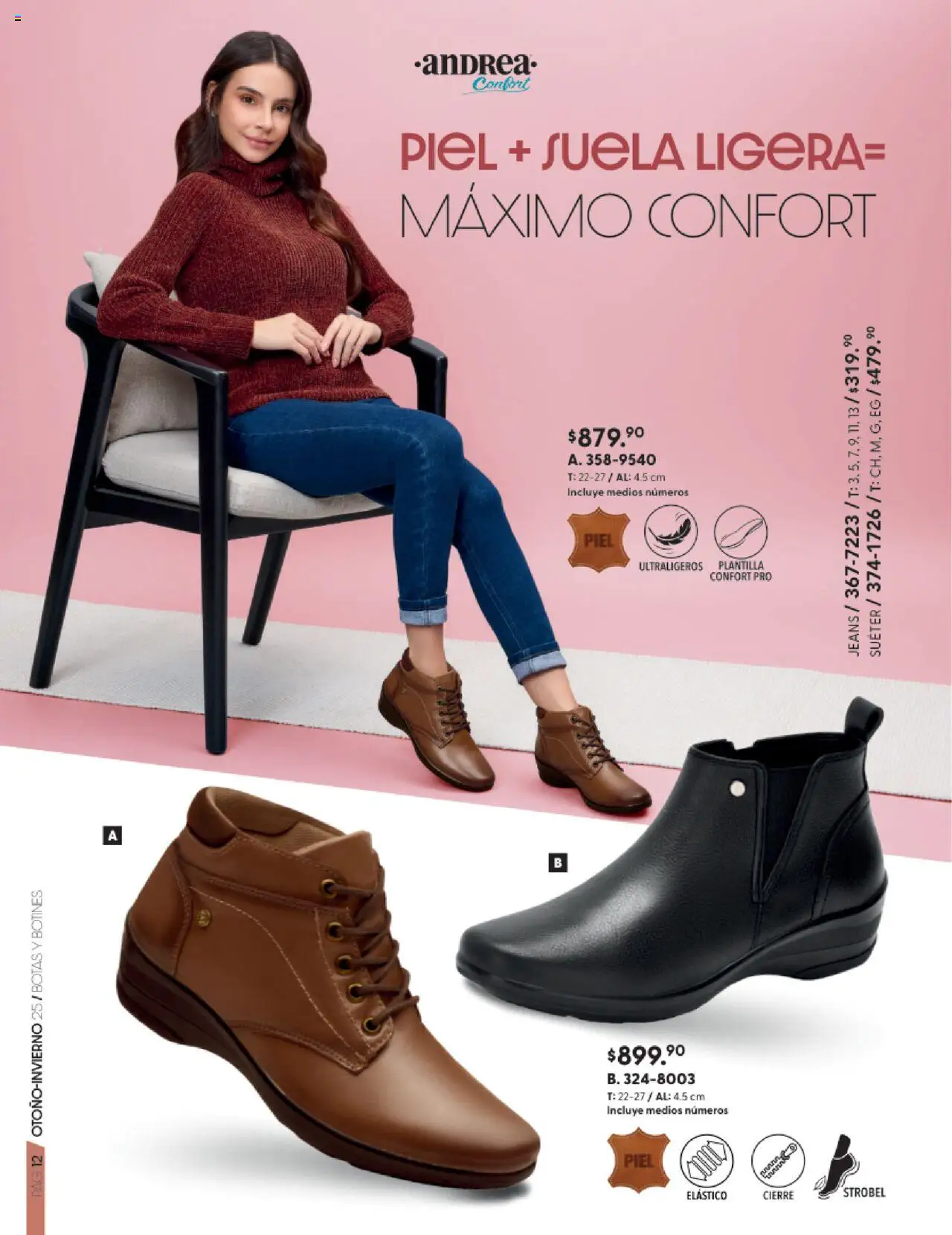 Nuevas ofertas de Andrea válidas en toda la República Mexicana desde el 24.08.2025. ¡Encuentra las mejores ofertas en Andrea - CCatálogo Calzado Confort Otoño! | Página: 12 | Productos: Suéter, Botas, Botines