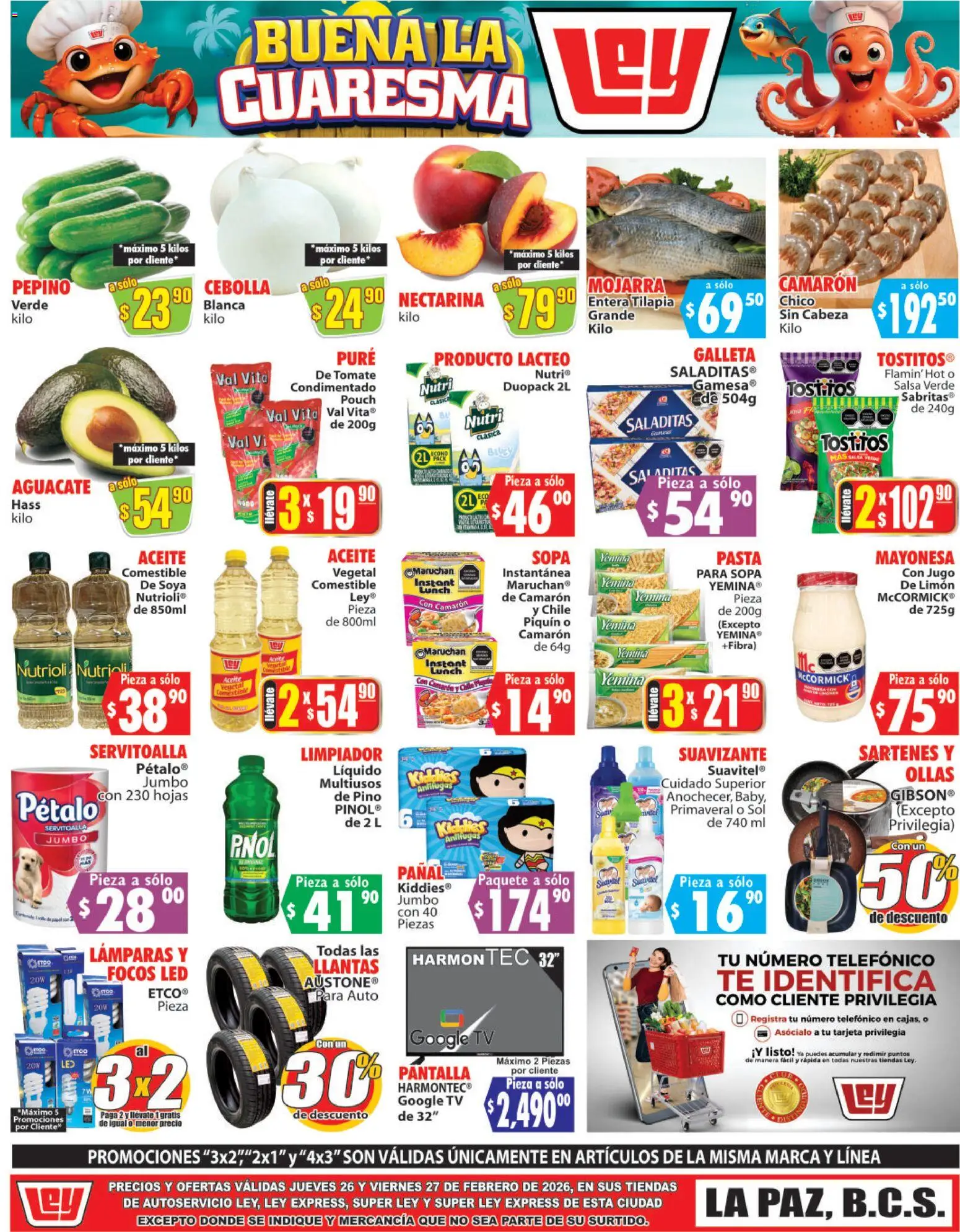 Nuevas ofertas de Casa Ley válidas en toda la República Mexicana desde el 26.02.2026. ¡Encuentra las mejores ofertas en Casa Ley folleto Autoservicio! | Página: 1 | Productos: Mayonesa, Aceite, Jugo, Pasta