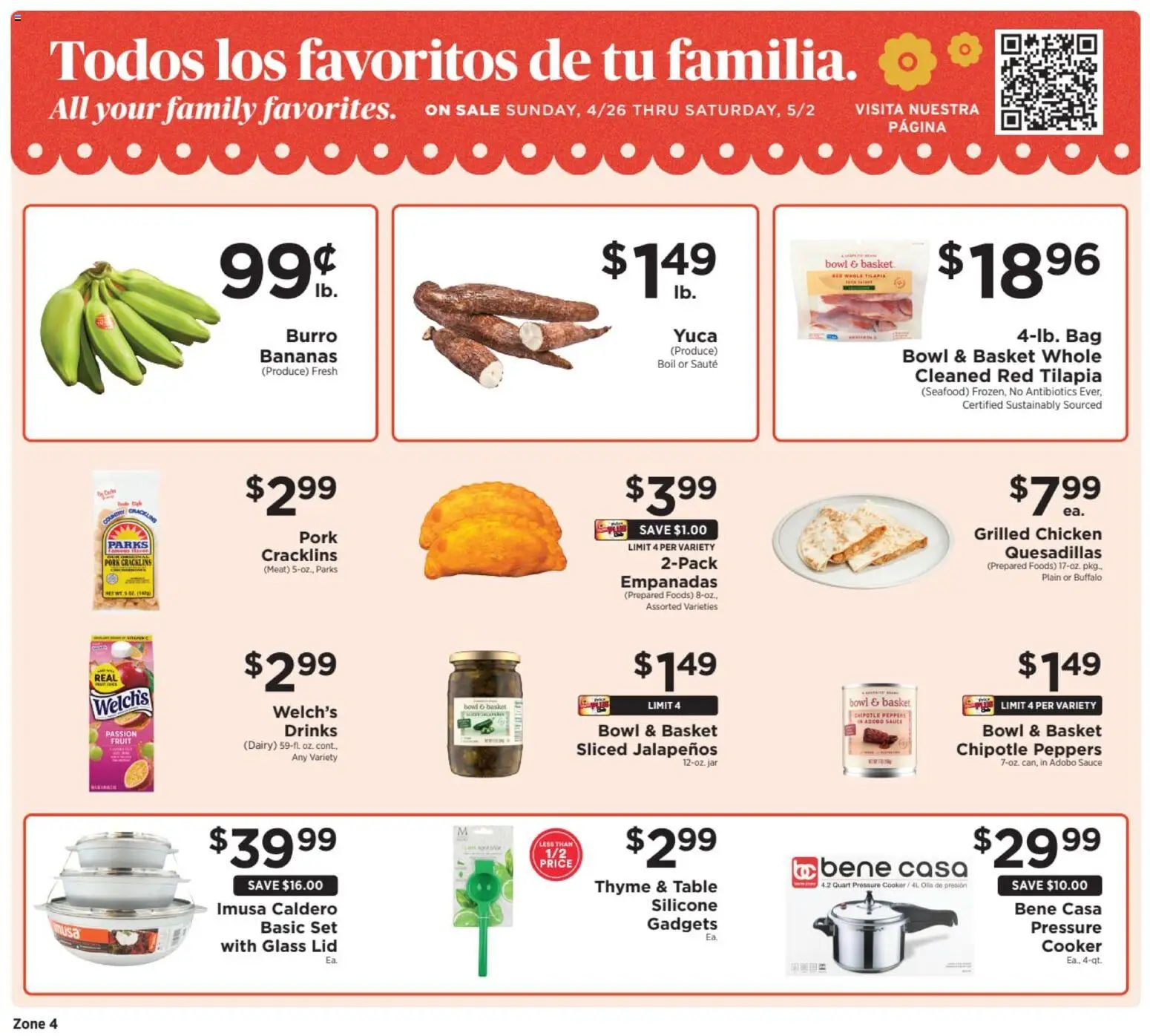 ShopRite Shop Hispanic - valid from 23.04.2026 | Page: 1 | Products: Cooker, Basket, Bananas, Bag