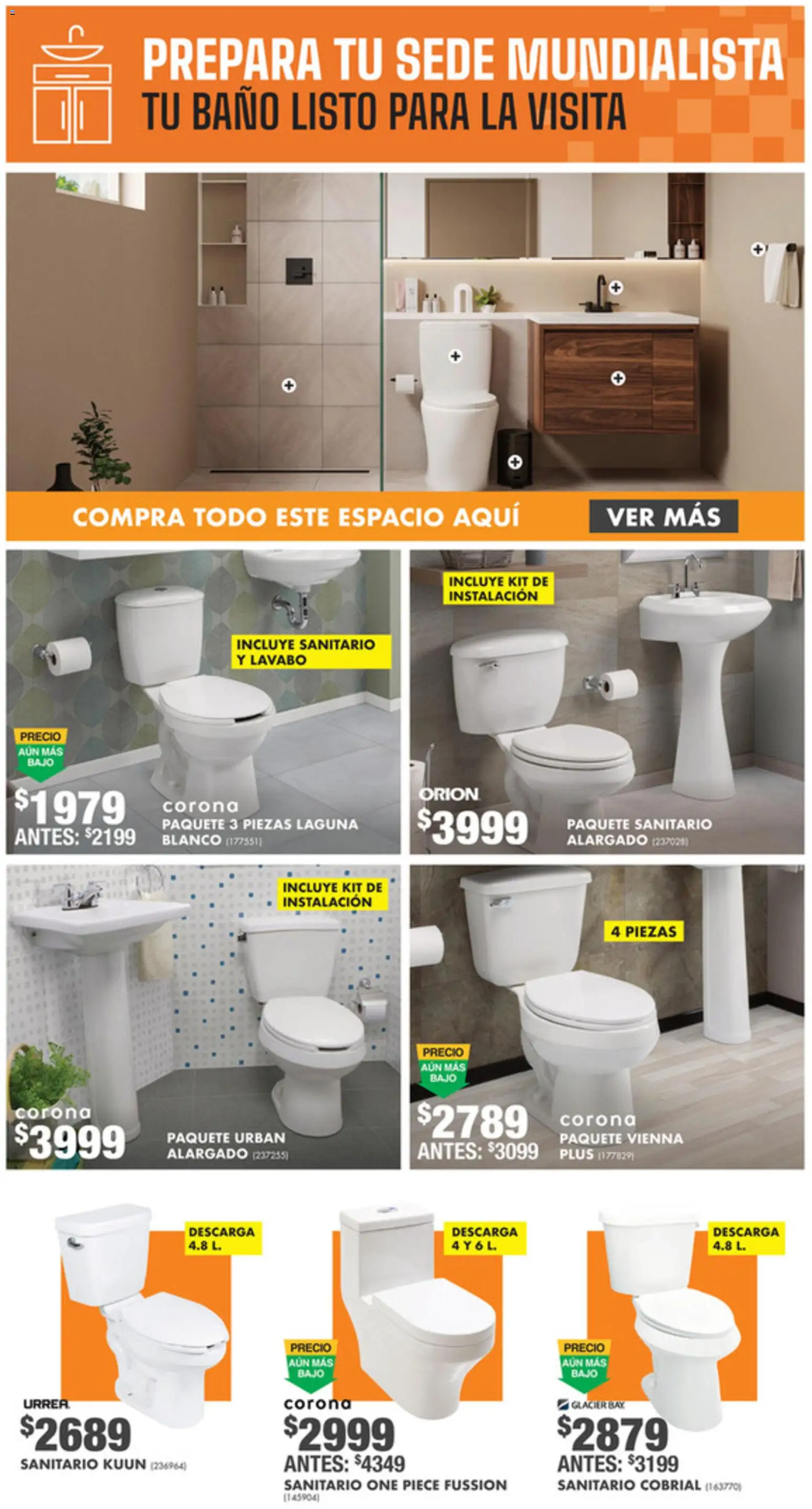 Nuevas ofertas de Home Depot válidas en toda la República Mexicana desde el 26.03.2026. ¡Encuentra las mejores ofertas en Home Depot catálogo! | Página: 3 | Productos: Lavabo, Baño
