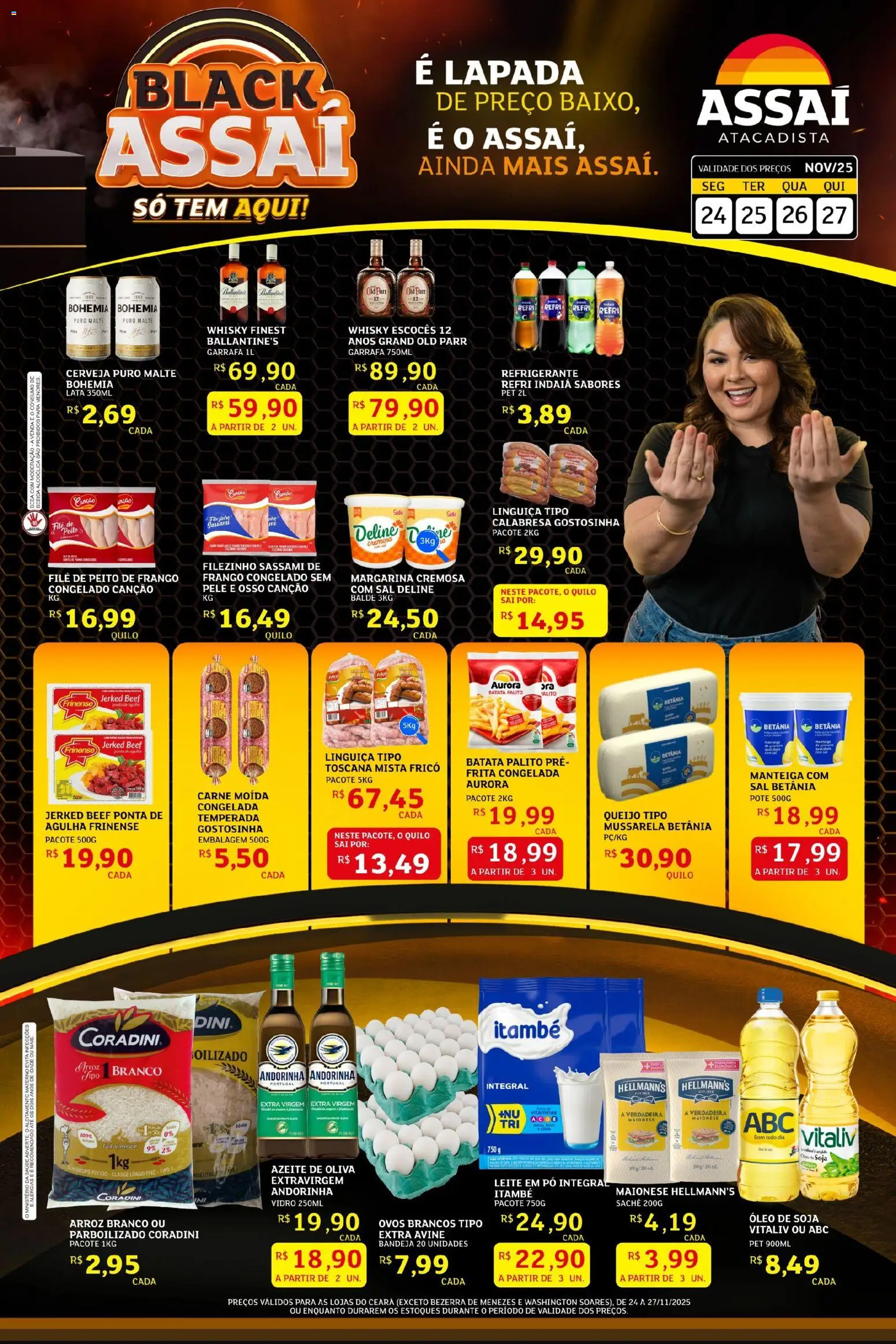 Assaí Atacadista Folheto - válido de 24.11.2025 | Página: 1 | Produtos: Queijo, Arroz, Batata, Balde