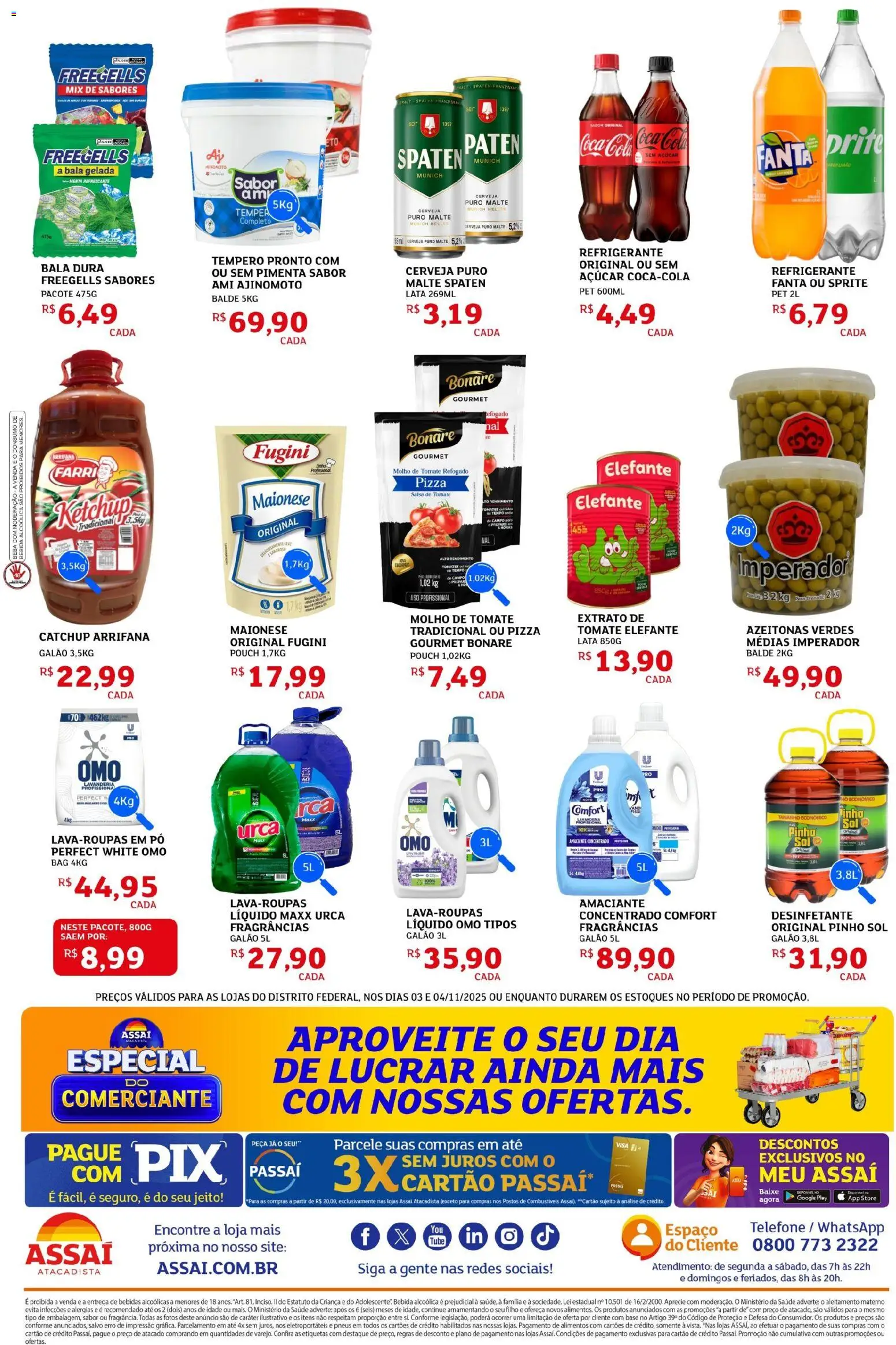 Assaí Atacadista Folheto - válido de 03.11.2025 | Página: 2 | Produtos: Pizza, Tomates, Maionese, Bala