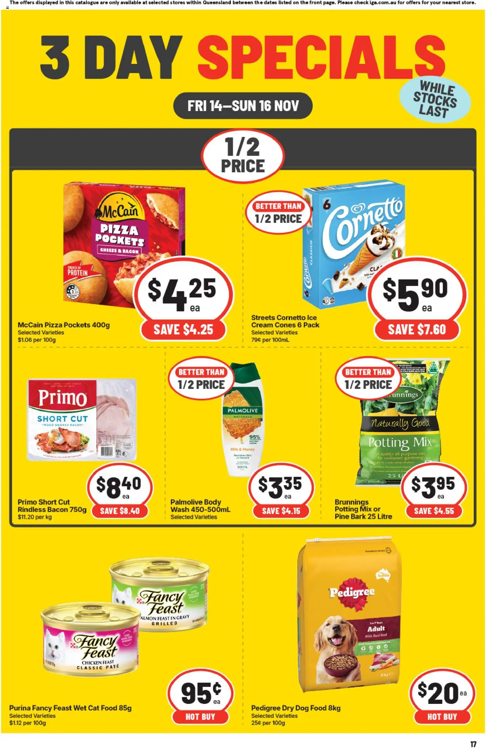 IGA catalogue - valid from 14.11.2025 | Page: 3 | Products: Cheese, Honey, Dog food, Cream