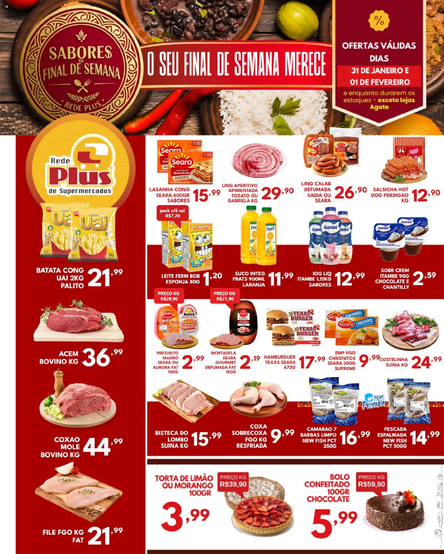 Rede Plus Supermercados Folheto - válido de 30.01.2026 | Página: 3 | Produtos: Esponja, Salsicha, Lombo, Bolo