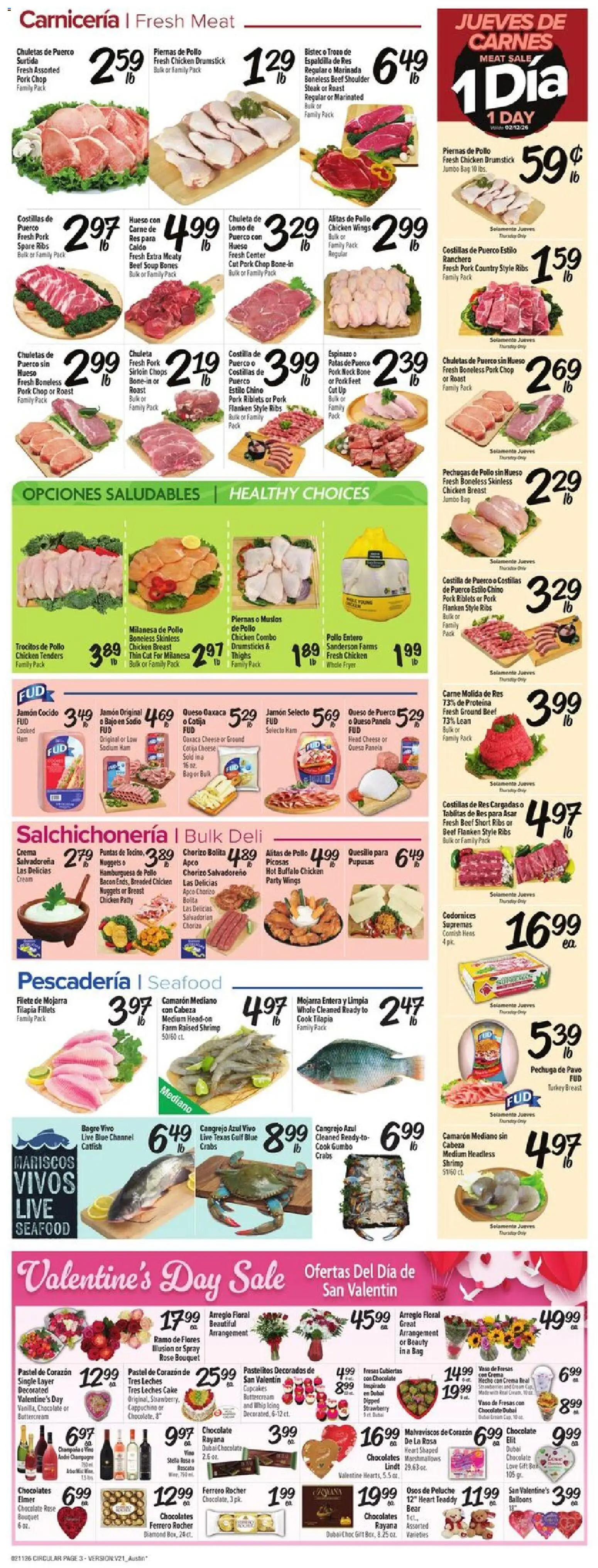 Fiesta Mart Weekly Ad - valid from 11.02.2026 | Page: 3 | Products: Pork, Beef, Seafood, Bag