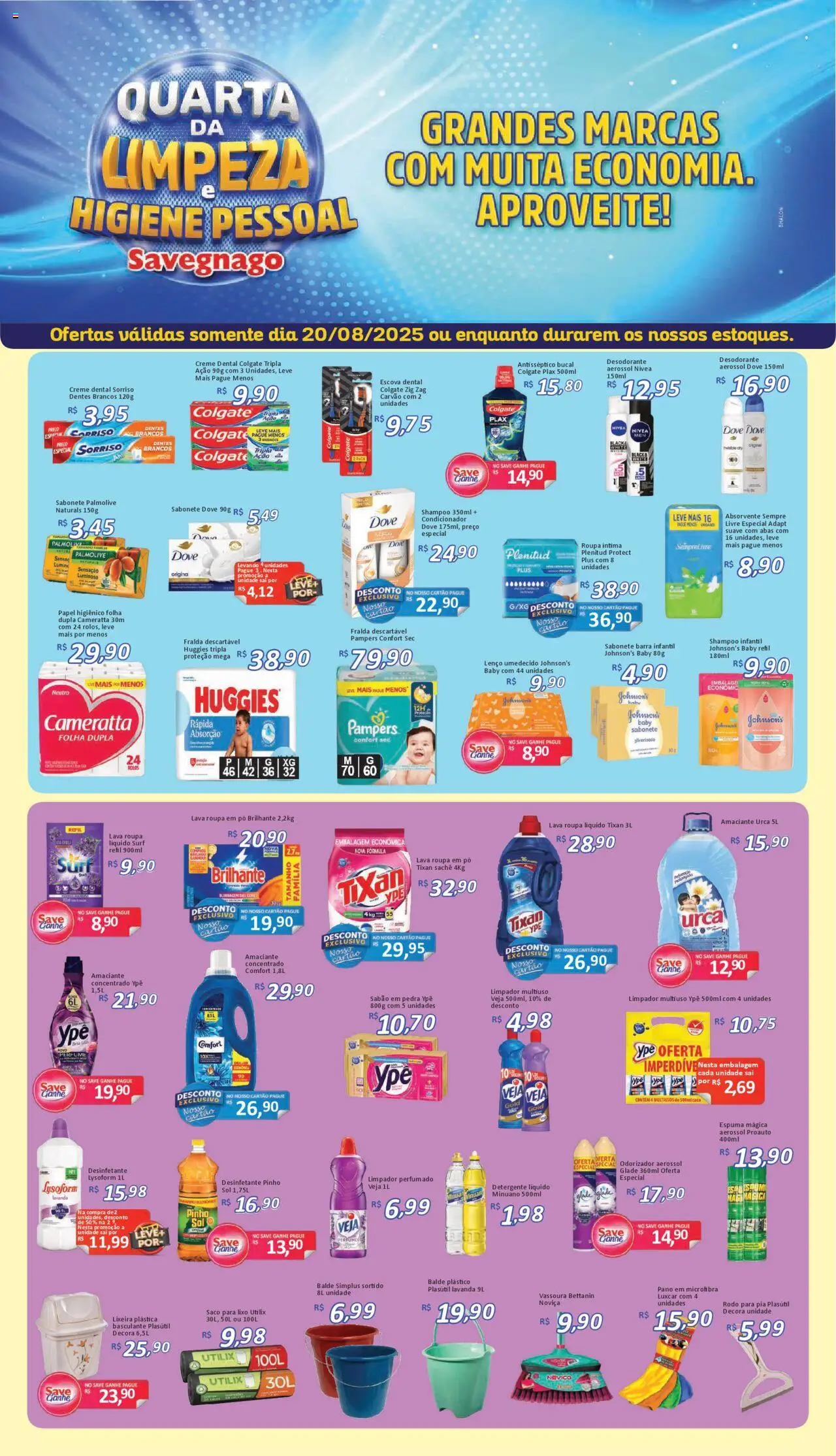 Savegnago Folheto - válido de 20.08.2025 | Página: 1 | Produtos: Pampers, Limpador multiuso, Amaciante, Rodo