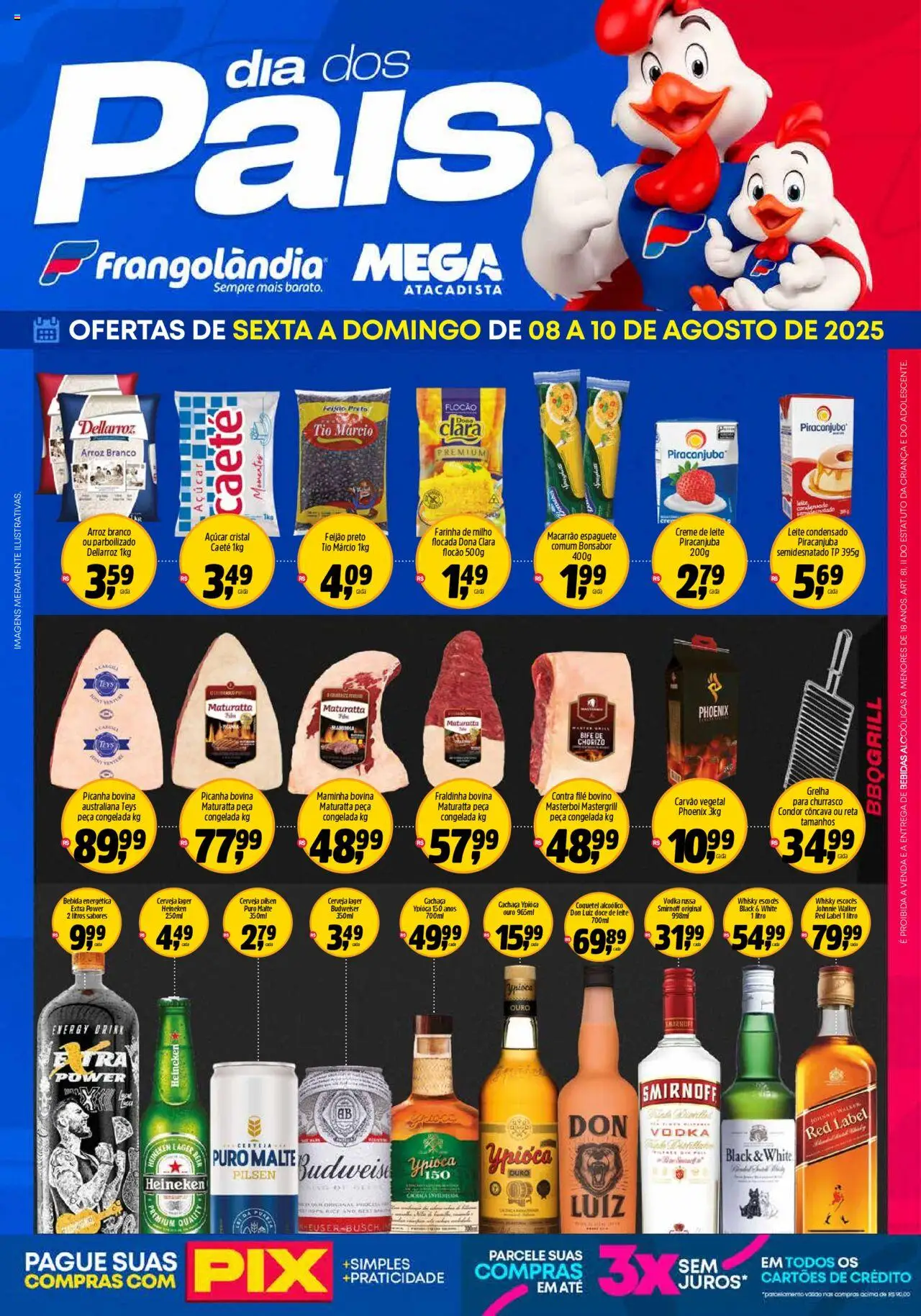 Frangolândia Folheto - válido de 08.08.2025 | Página: 1 | Produtos: Maminha, Leite, Cerveja, Creme de leite