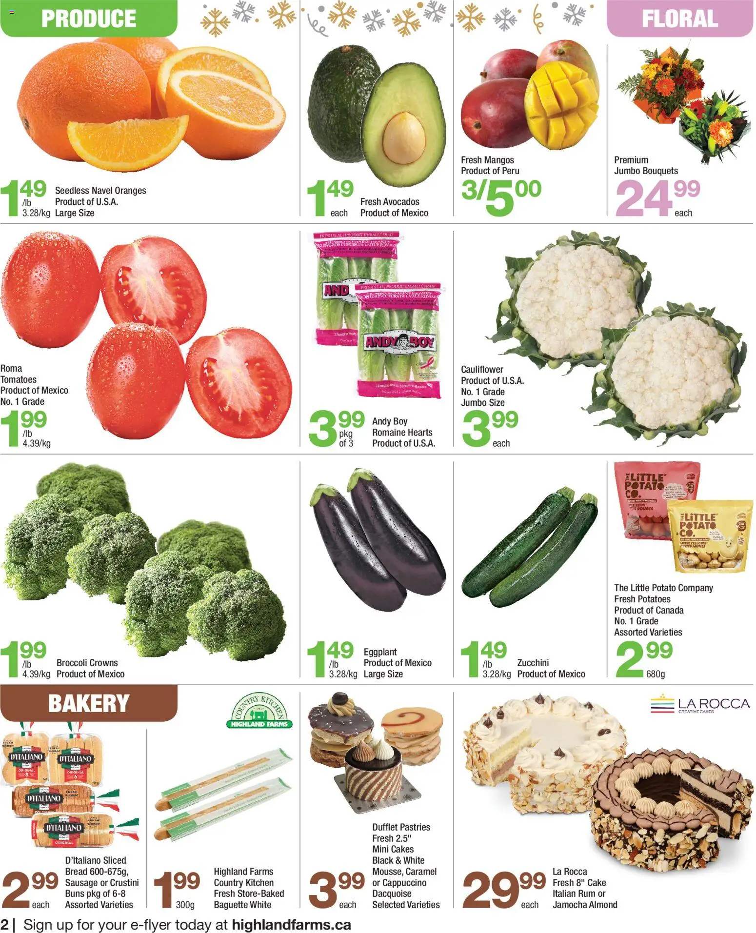 Highland Farms flyer valid from 27.12.2025 | Page: 2 | Products: Potatoes, Bakery, Bread, Oranges