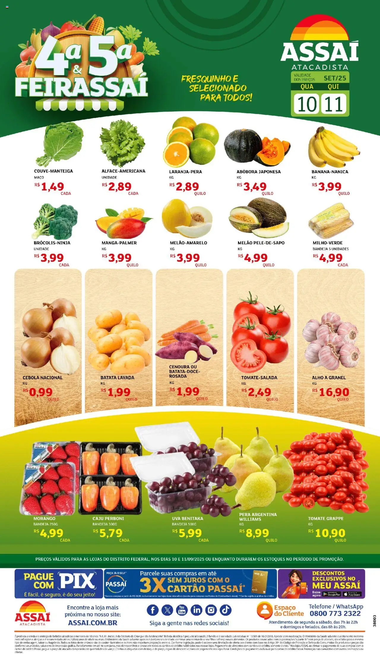 Assaí Atacadista Folheto - válido de 10.09.2025 | Página: 1 | Produtos: Caju, Alho, Pneus, Bandeja