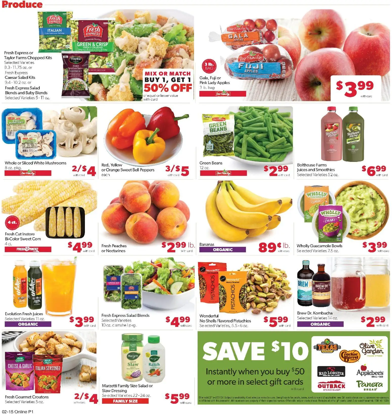 Family Fare Weekly Ad - NE - valid from 15.02.2026 | Page: 5 | Products: Mushrooms, Cheese, Apples, Bananas