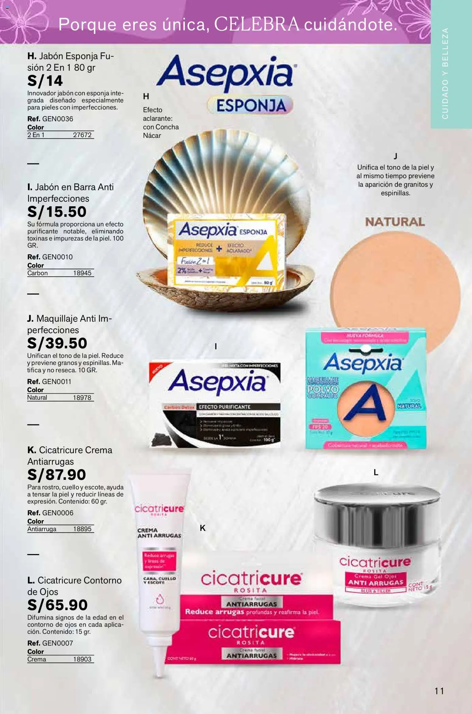 Catálogo Leonisa válido desde 06.03.2026 | Página: 11 | Productos: Jabón, Crema, Maquillaje, Polvo