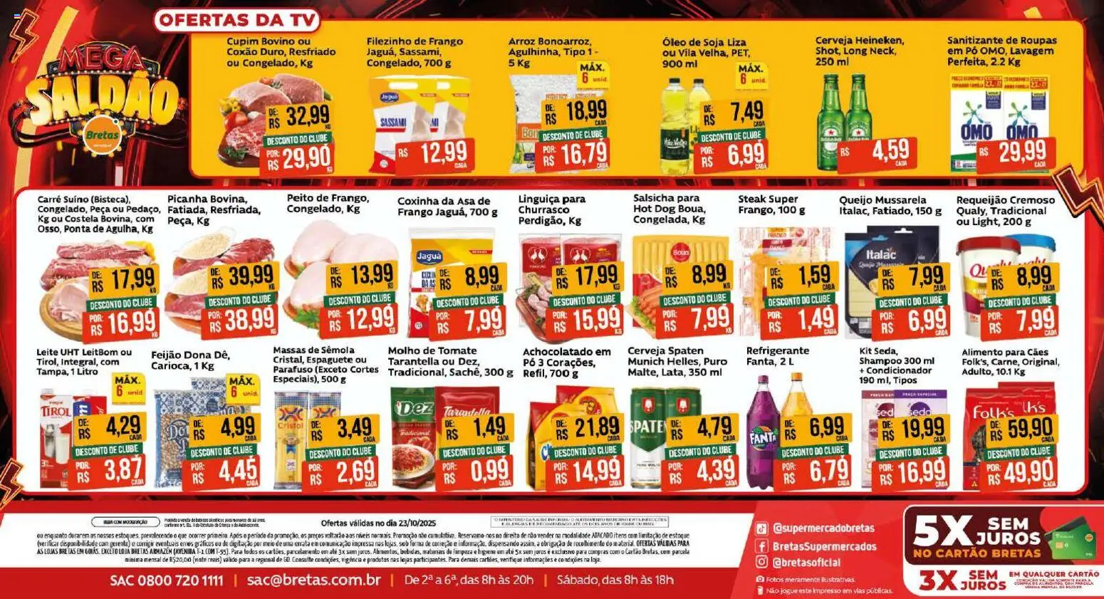 Bretas Folheto - válido de 23.10.2025 | Página: 1 | Produtos: Shampoo, Espaguete, Linguiça, Soja
