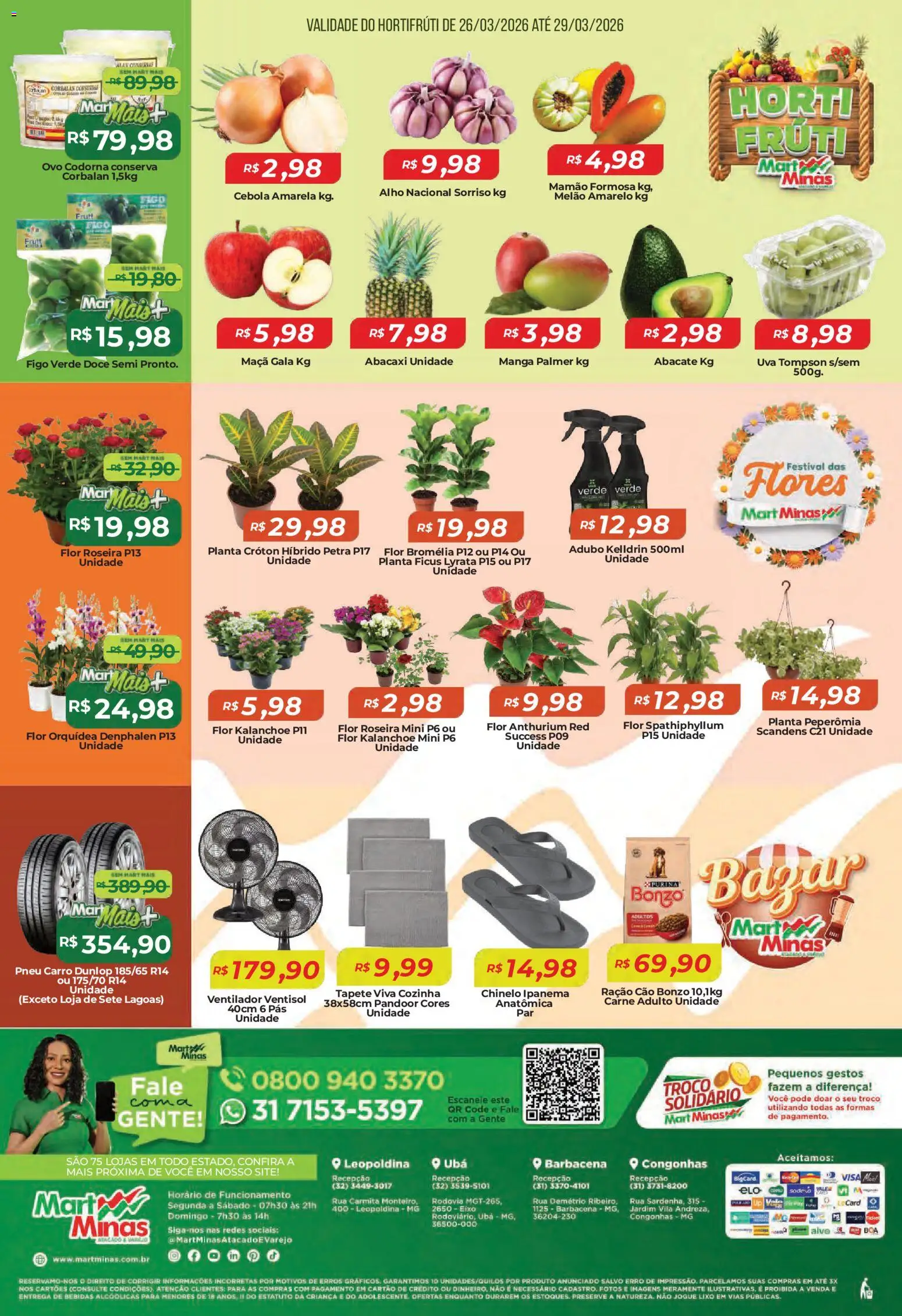 Mart Minas Folheto - válido de 26.03.2026 | Página: 8 | Produtos: Figo, Melão, Flores, Mamão