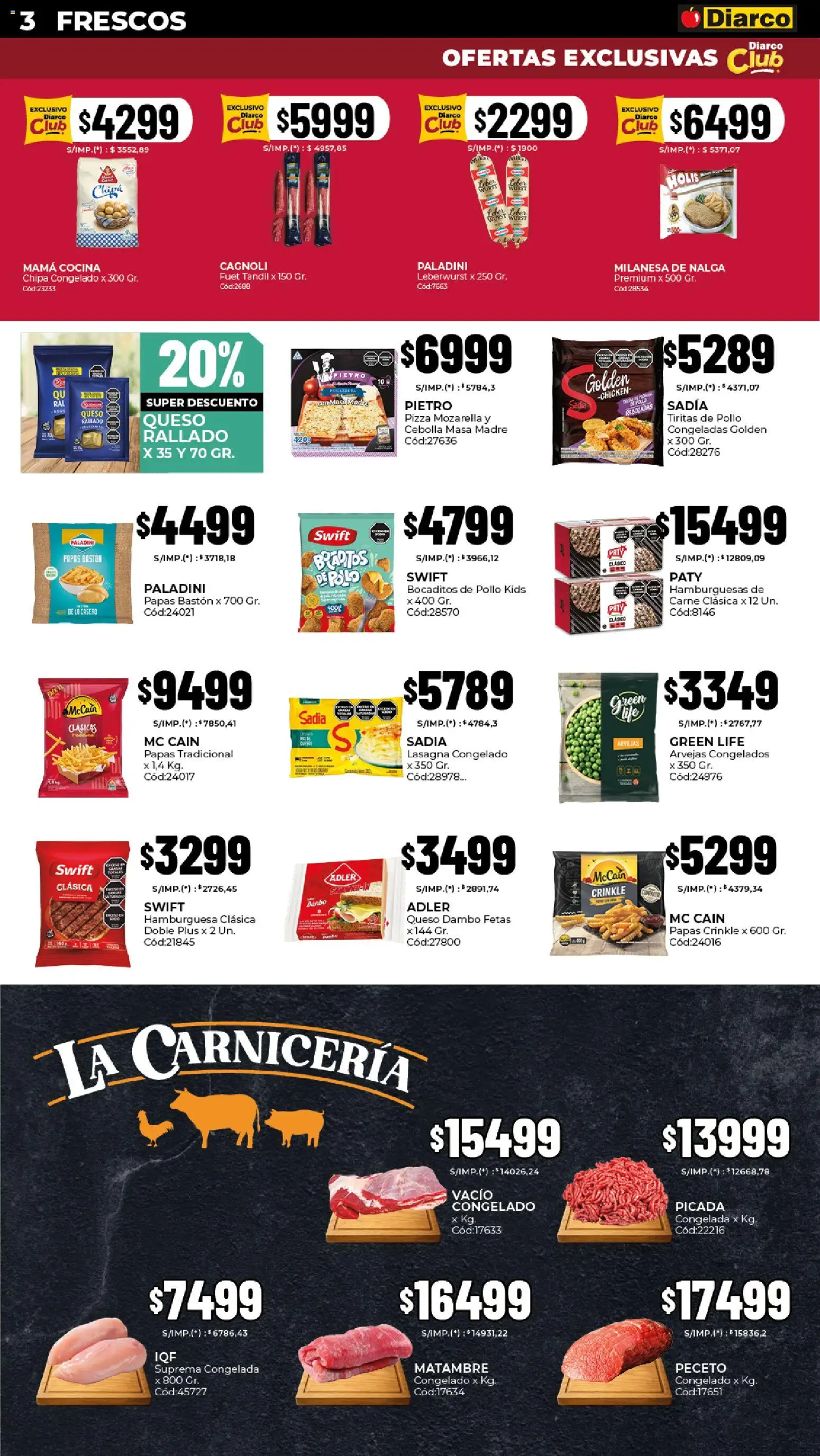 Diarco - Ofertas Pueblo Interior │ válido desde el 23.03.2026 | Página: 3 | Productos: Cocina, Milanesa, Arvejas, Pizza