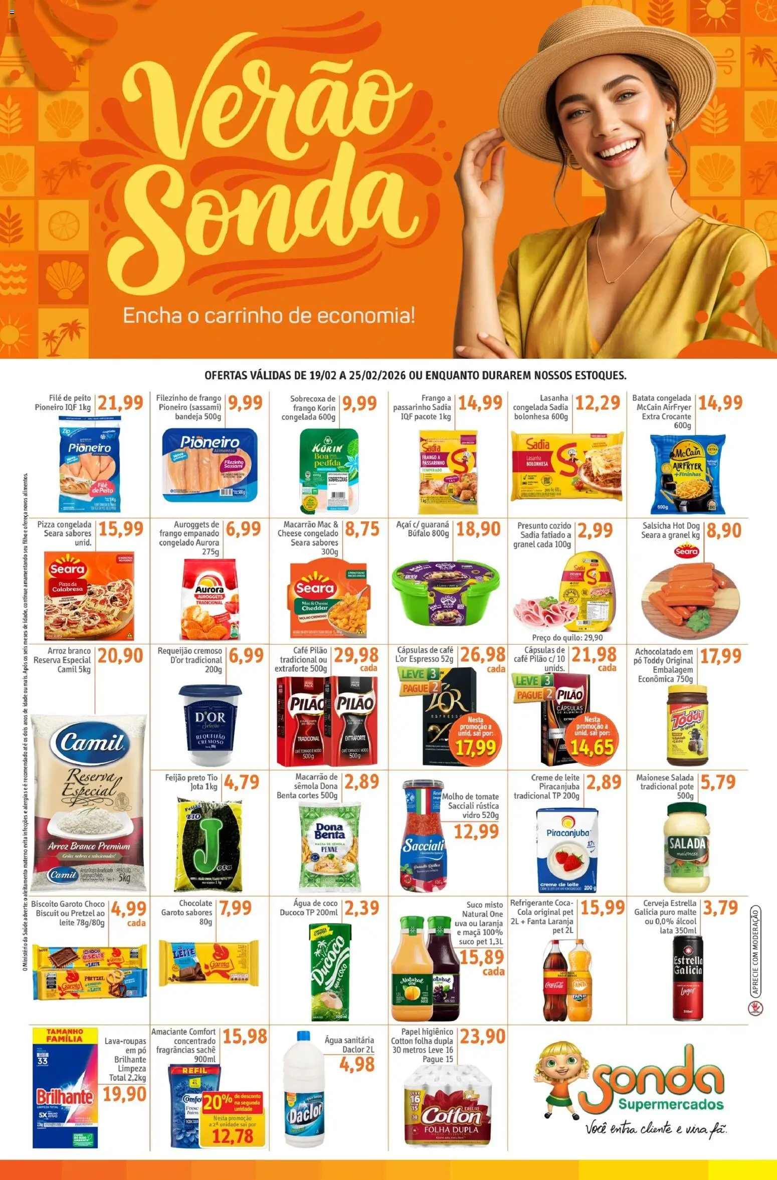 Sonda Folheto - válido de 19.02.2026 | Página: 1 | Produtos: Água de coco, Fanta, Café, Carrinho