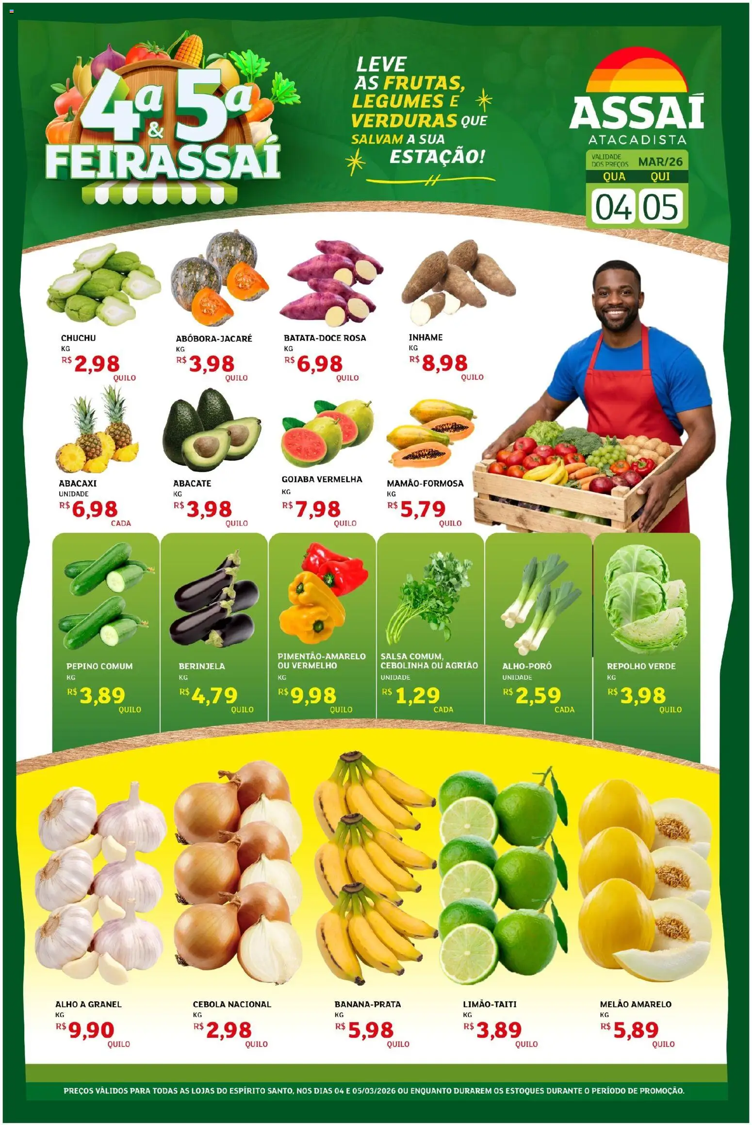 Assaí Atacadista Folheto - válido de 04.03.2026 | Página: 1 | Produtos: Goiaba, Chuchu, Inhame, Abacaxi