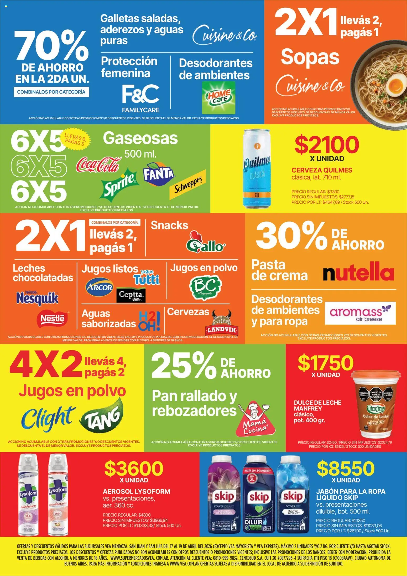 Vea - Ofertas fin de semana Cuyo │ válido desde el 17.04.2026 | Página: 9 | Productos: Ropa, Leche, Pan, Pasta