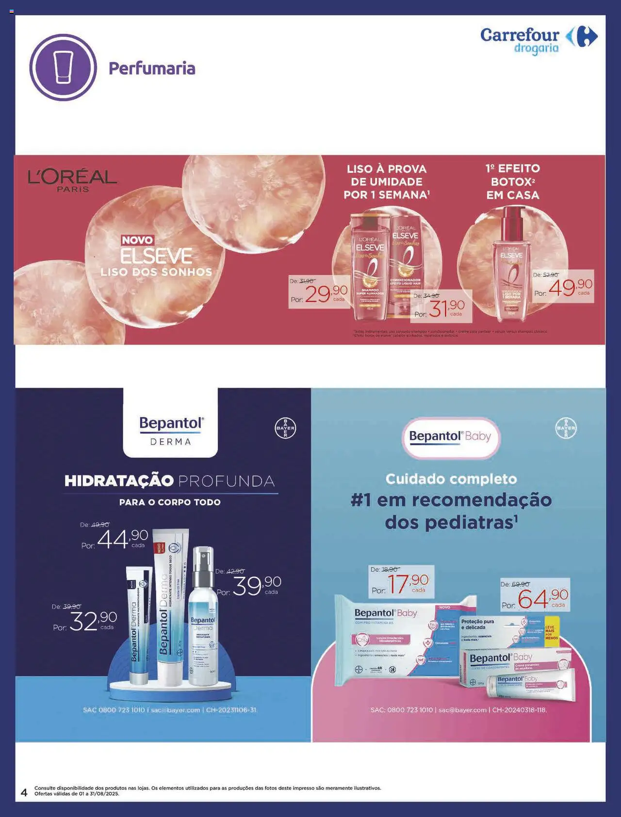 Carrefour Folheto - válido de 01.08.2025 | Página: 4 | Produtos: Shampoo, Condicionador, Creme, Creme para pentear