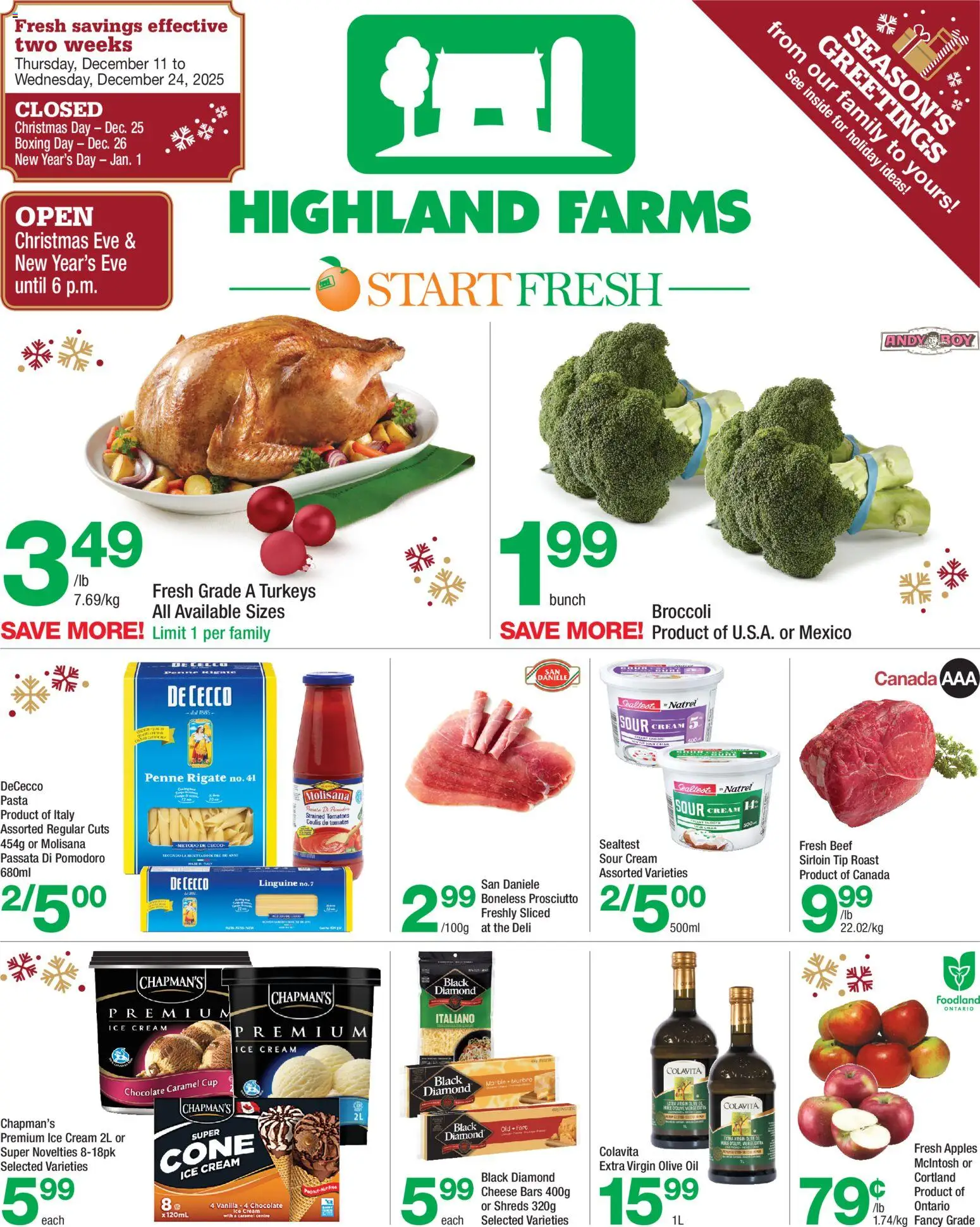 Highland Farms flyer valid from 11.12.2025 | Page: 1 | Products: Beef, Ice cream, Chocolate, Apples
