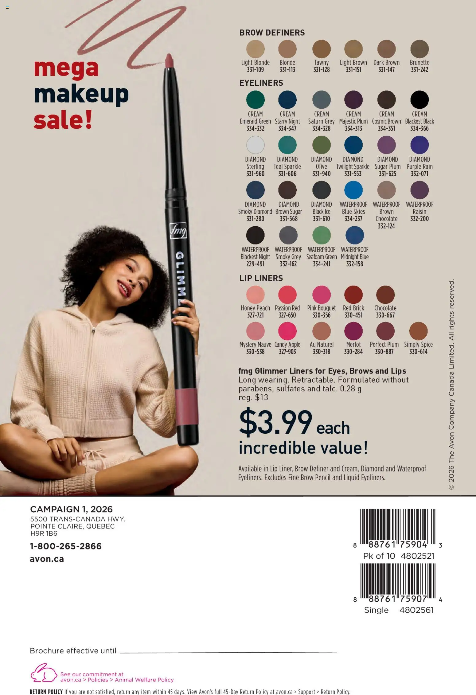 Avon flyer valid from 01.01.2026 | Page: 164 | Products: Cream, Eyeliner, Chocolate