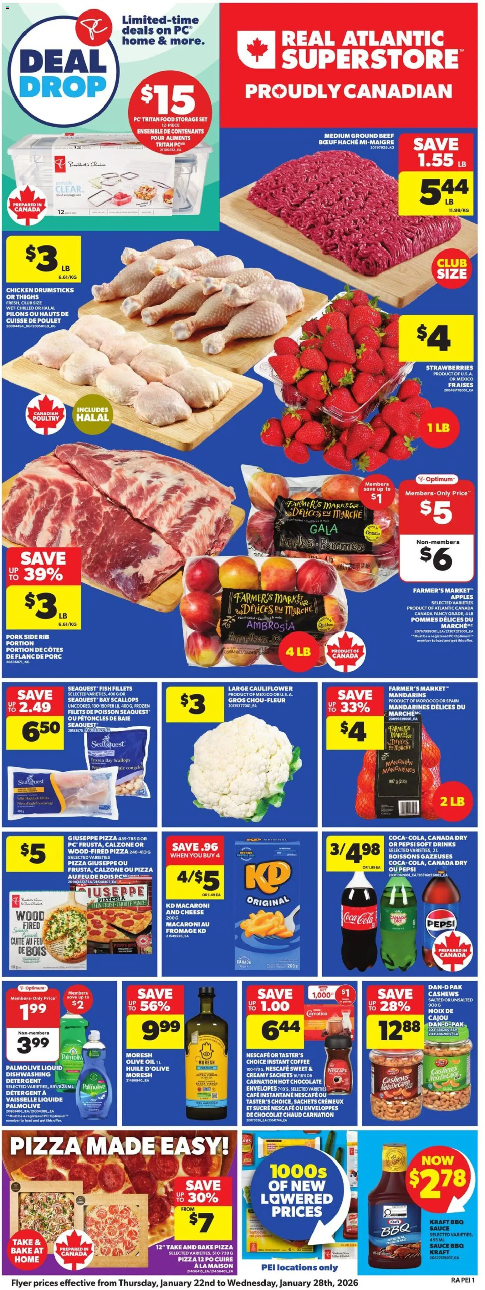 Atlantic Superstore flyer valid from 22.01.2026 | Page: 3 | Products: Beef, PC, Oil, Pork