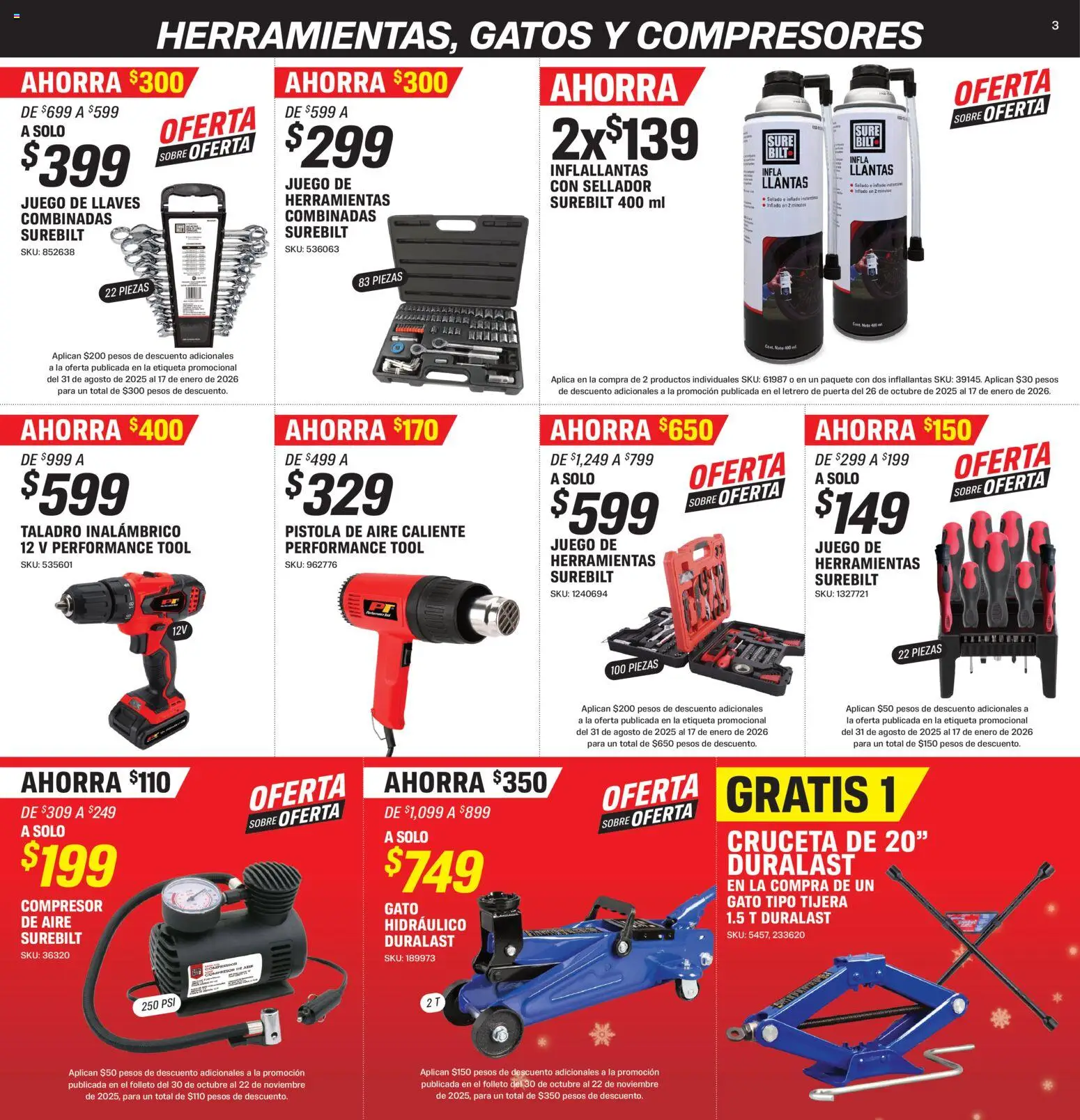 Nuevas ofertas de AutoZone válidas en toda la República Mexicana desde el 13.11.2025. ¡Encuentra las mejores ofertas en AutoZone Buen Fin! | Página: 3 | Productos: Tijera, Taladro, Juego, Sobre
