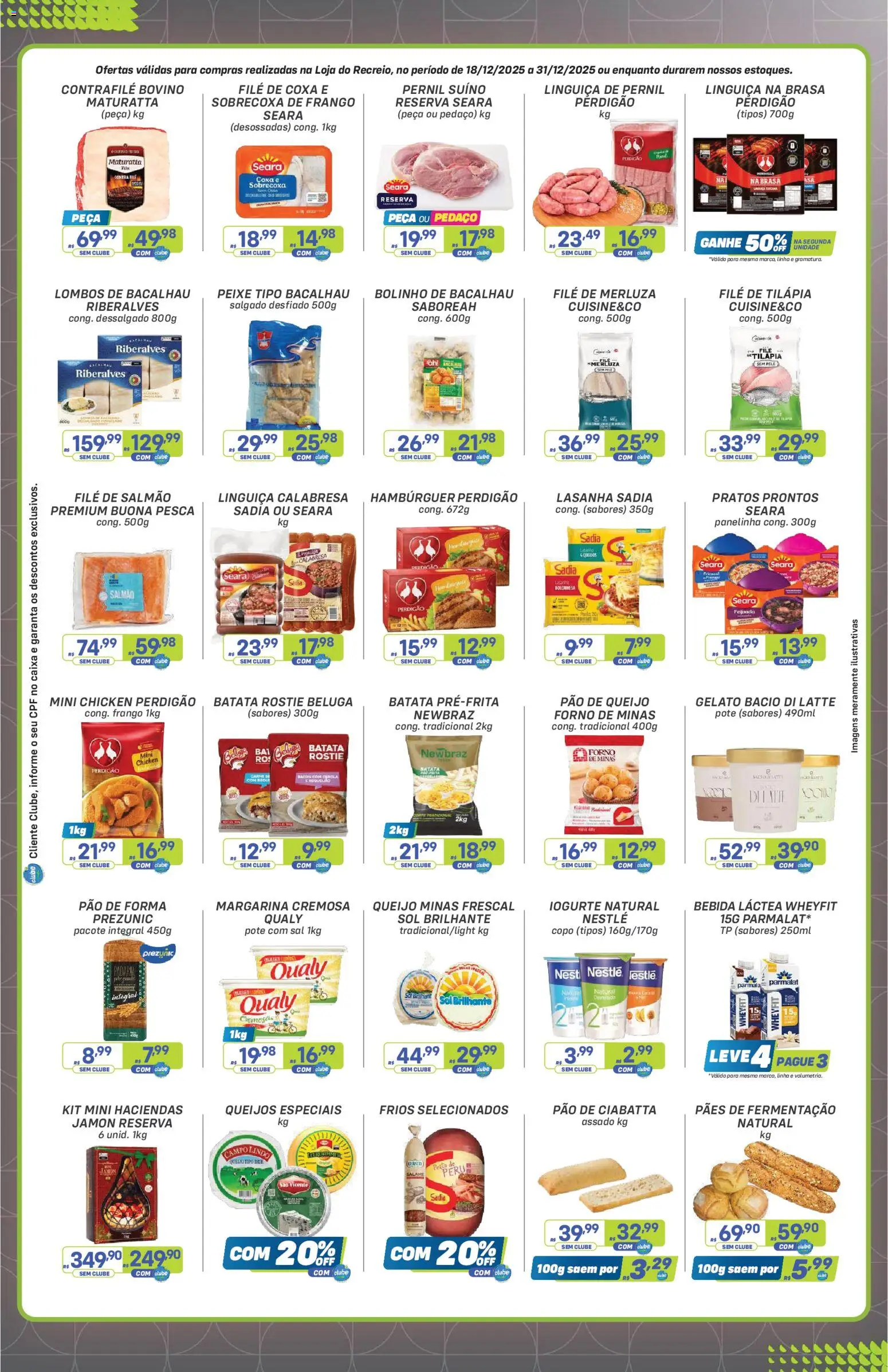 Prezunic Folheto - válido de 18.12.2025 | Página: 2 | Produtos: Linguiça, Queijo, Batata, Filé de tilápia