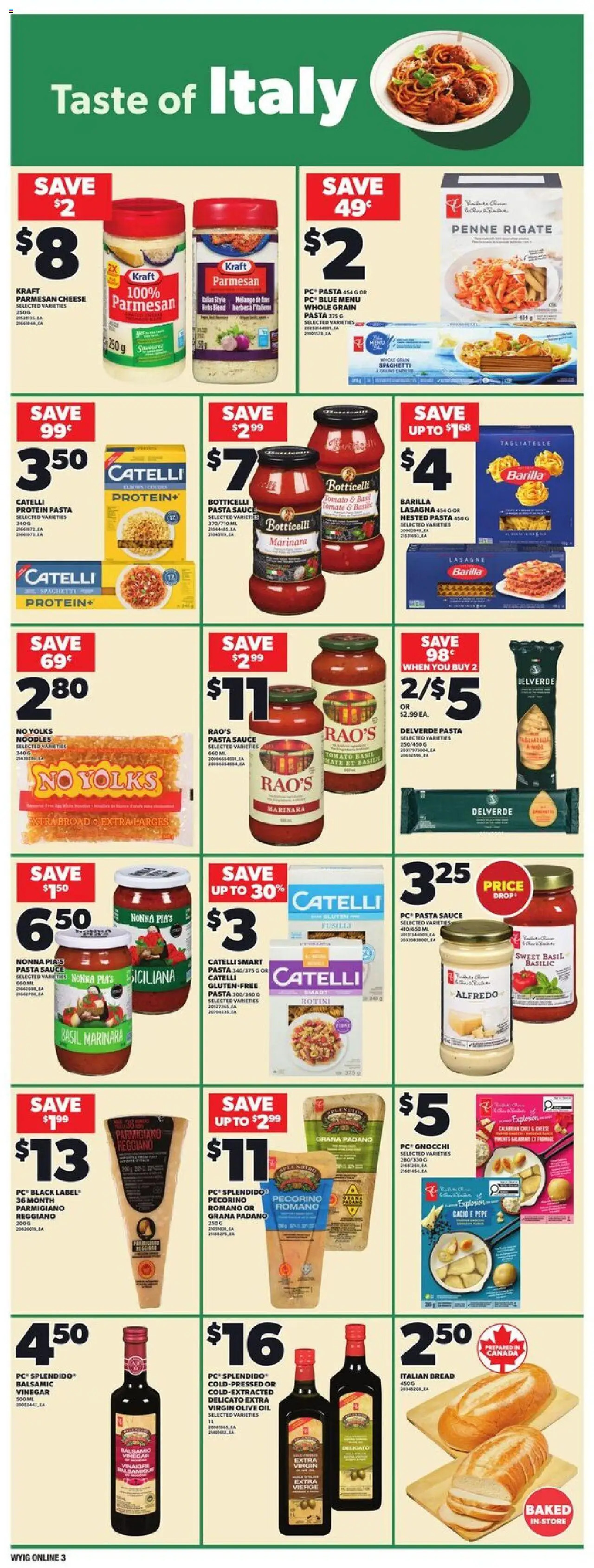 Loblaws flyer valid from 16.10.2025 | Page: 12 | Products: Noodles, Pasta, Oil, Bread