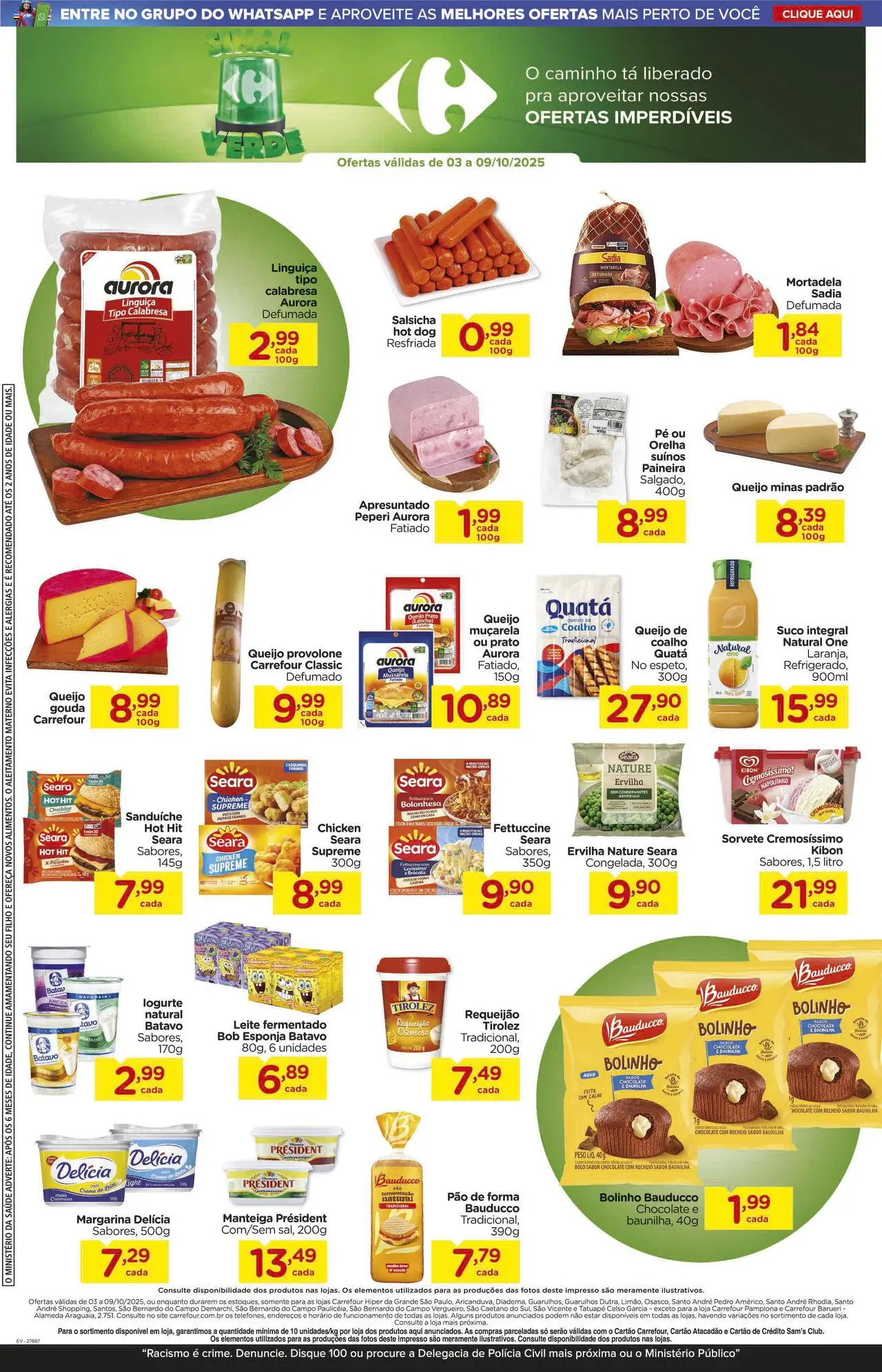 Carrefour Folheto - válido de 03.10.2025 | Página: 5 | Produtos: Esponja, Suco, Pão de forma, Mussarela