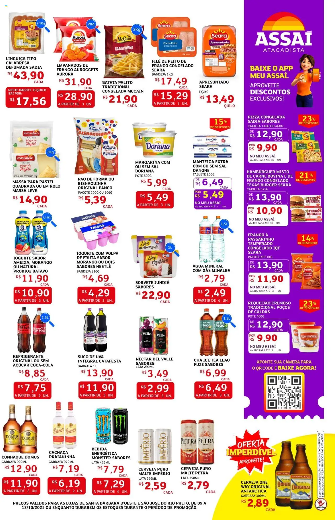 Assaí Atacadista Folheto - válido de 09.10.2025 | Página: 3 | Produtos: Cachaça, Linguiça, Chá, Sorvete