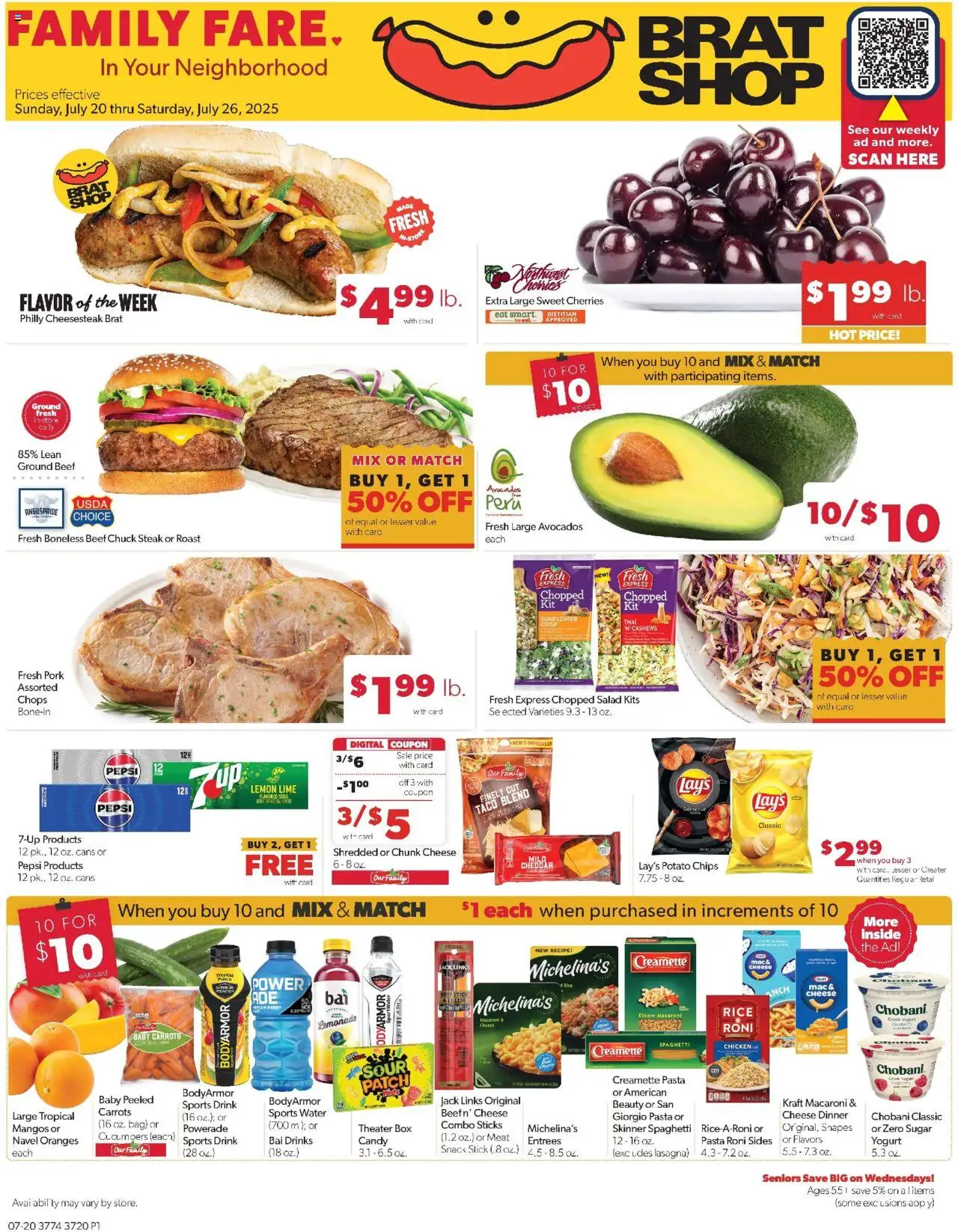 Family Fare Weekly Ad - IA - valid from 20.07.2025 | Page: 1 | Products: Box, Pasta, Chips, Sugar