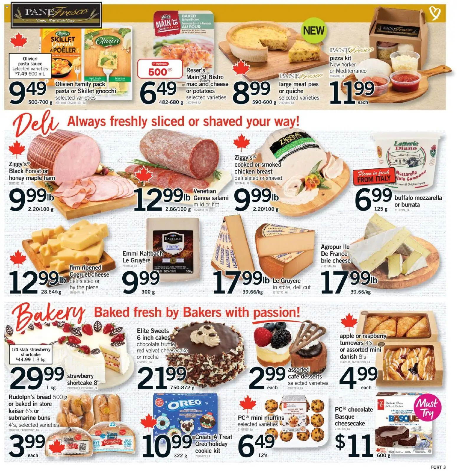 Fortinos flyer valid from 20.11.2025 | Page: 4 | Products: Pasta, Bakery, Bread, Ham