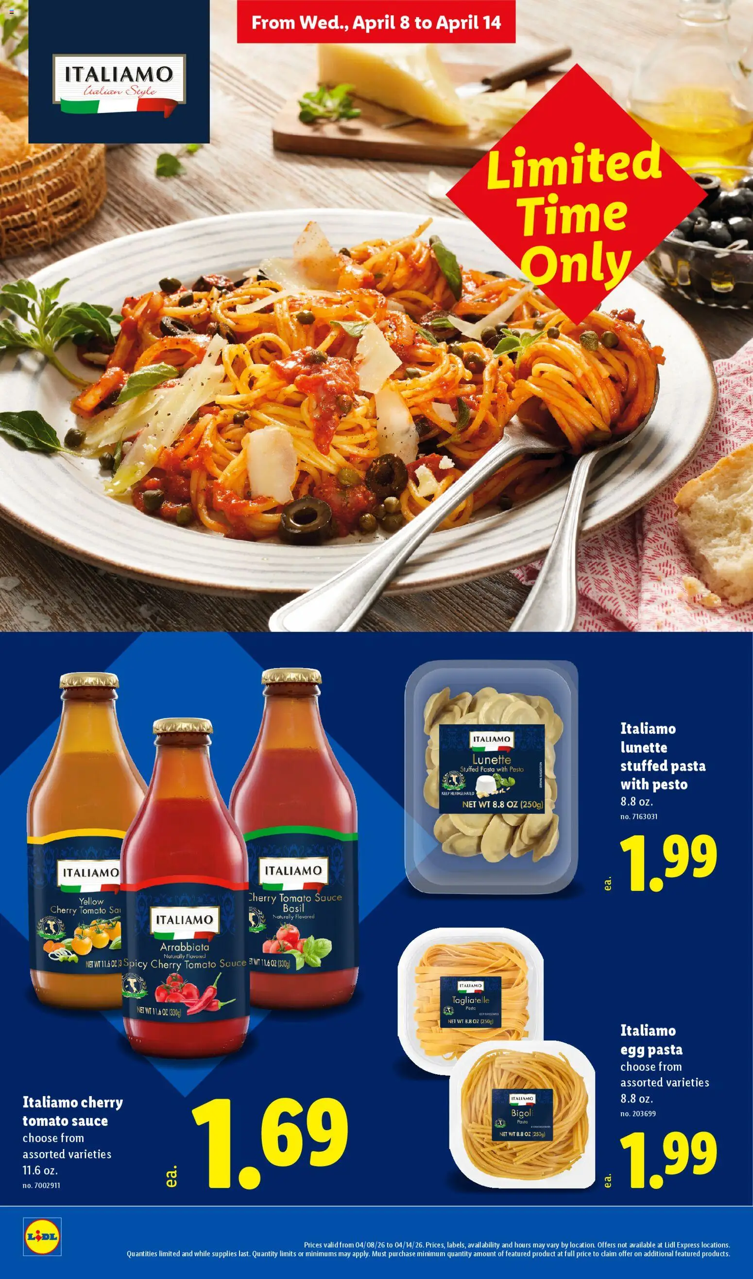 Lidl Weekly Ad - valid from 08.04.2026 | Page: 4 | Products: Pasta, Sauce