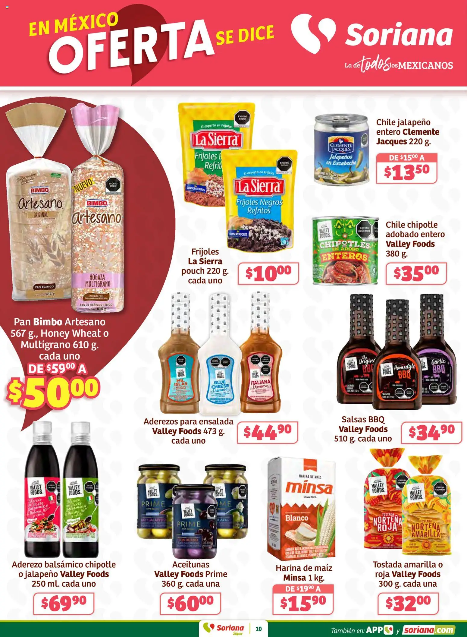 Nuevas ofertas de Soriana válidas en toda la República Mexicana desde el 15.01.2026. ¡Encuentra las mejores ofertas en Soriana - Preciazazaso Súper: Valle de México! | Página: 10 | Productos: Maíz, Harina, Aderezo, Ensalada