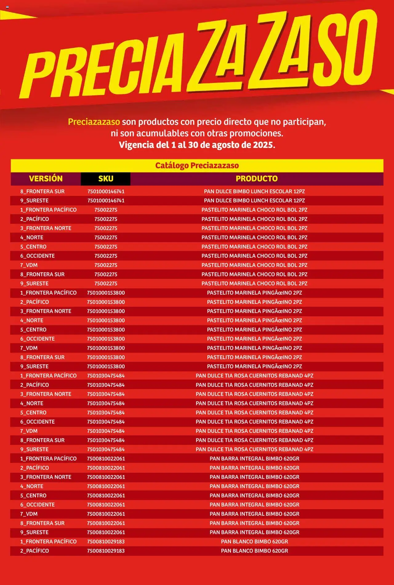 Nuevas ofertas de Soriana válidas en toda la República Mexicana desde el 01.08.2025. ¡Encuentra las mejores ofertas en Soriana - Catálogo Preciazazaso Mercado Nacional! | Página: 43 | Productos: Pan dulce, Pan, Barra