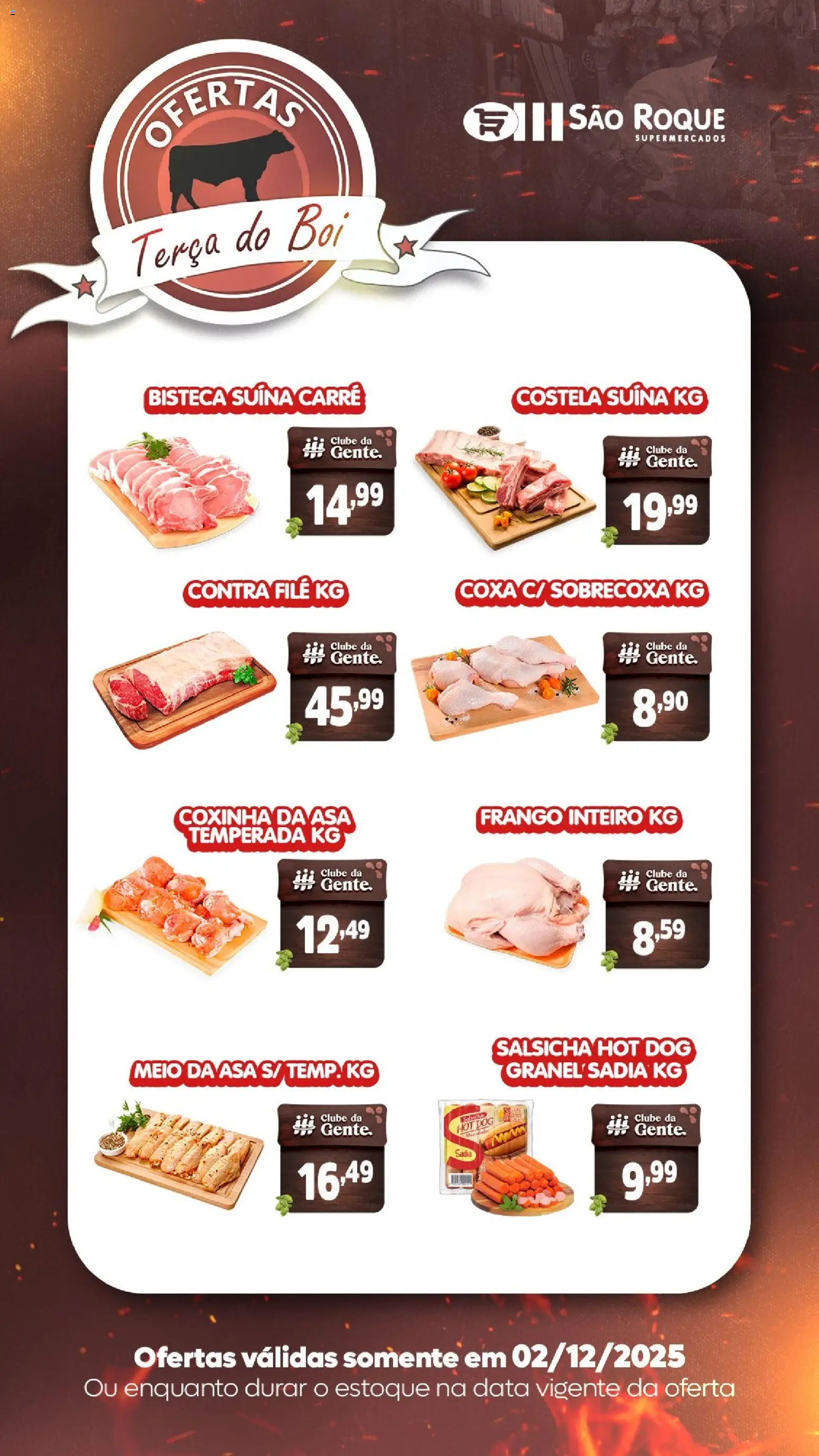 São Roque Supermercados Folheto - válido de 02.12.2025 | Página: 2 | Produtos: Salsicha, Contra filé, Frango