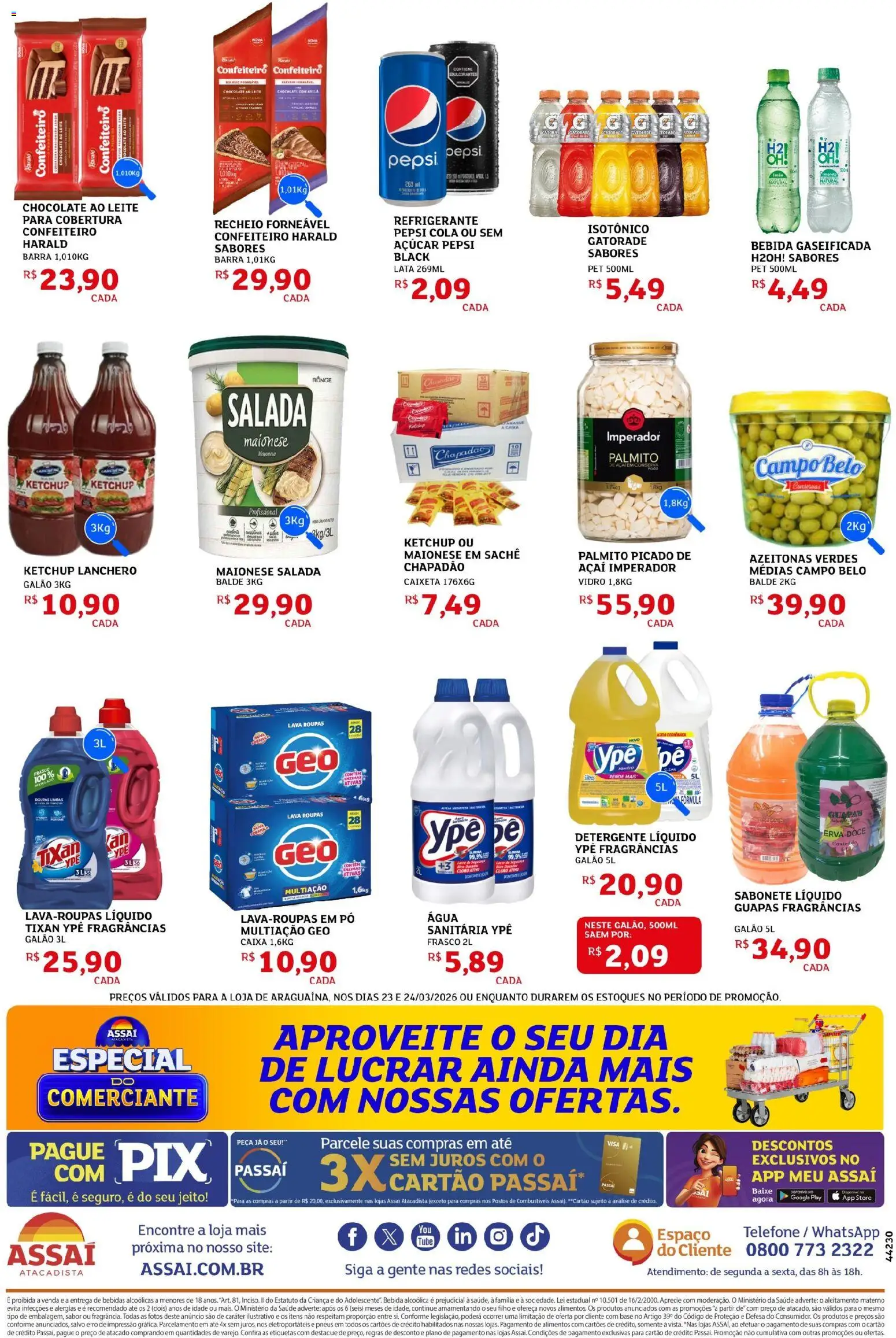 Assaí Atacadista Folheto - válido de 23.03.2026 | Página: 2 | Produtos: Cloro, Ketchup, Bebida, Açaí