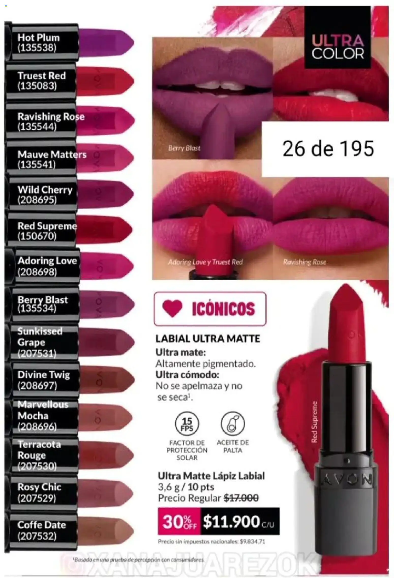Catálogo AVON Campaña 1/2026 │ válido desde el 01.01.2026 | Página: 21 | Productos: Mate, Aceite, Lápiz labial, Palta