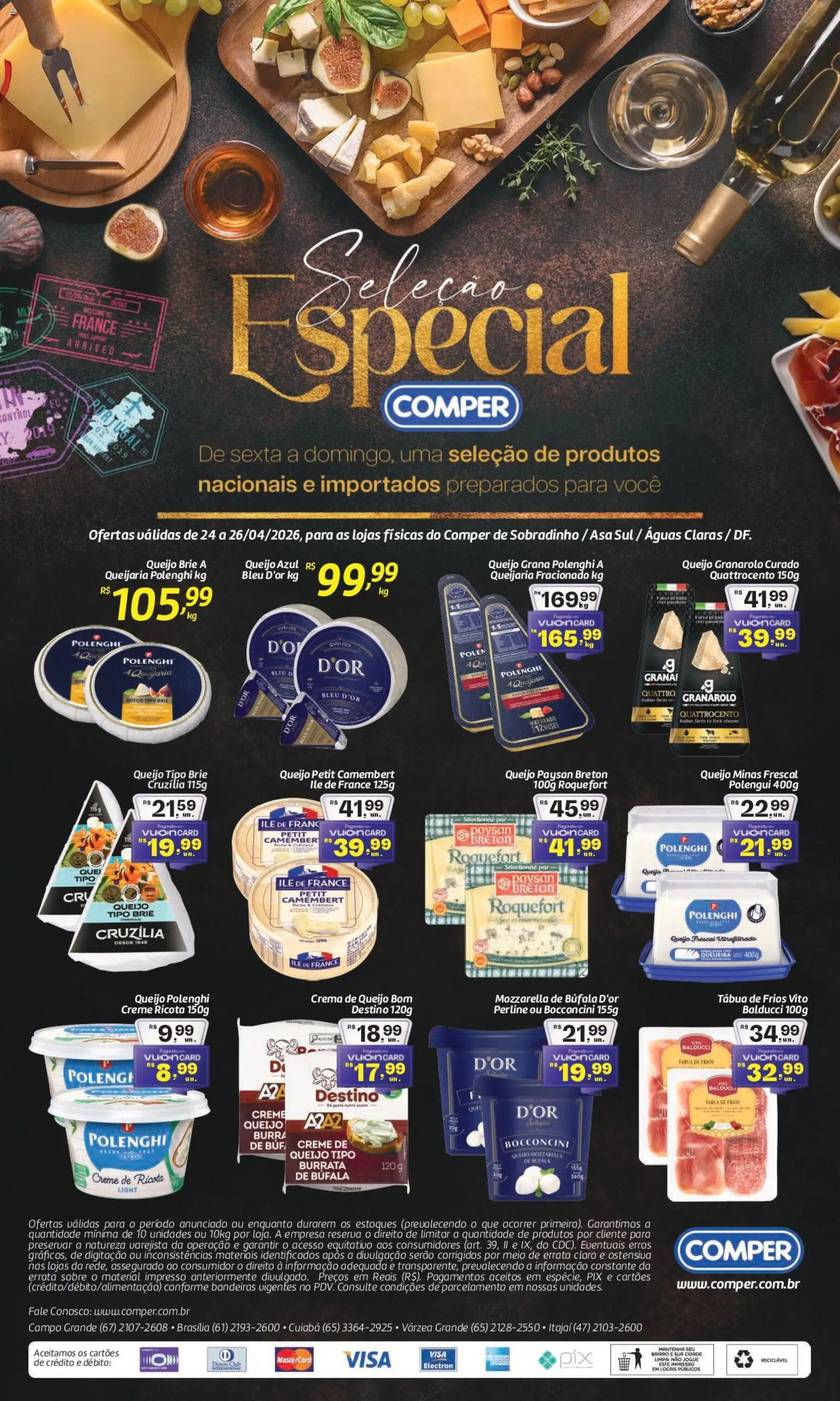Comper Folheto - válido de 24.04.2026 | Página: 1 | Produtos: Queijo, Ricota, Camembert, Creme