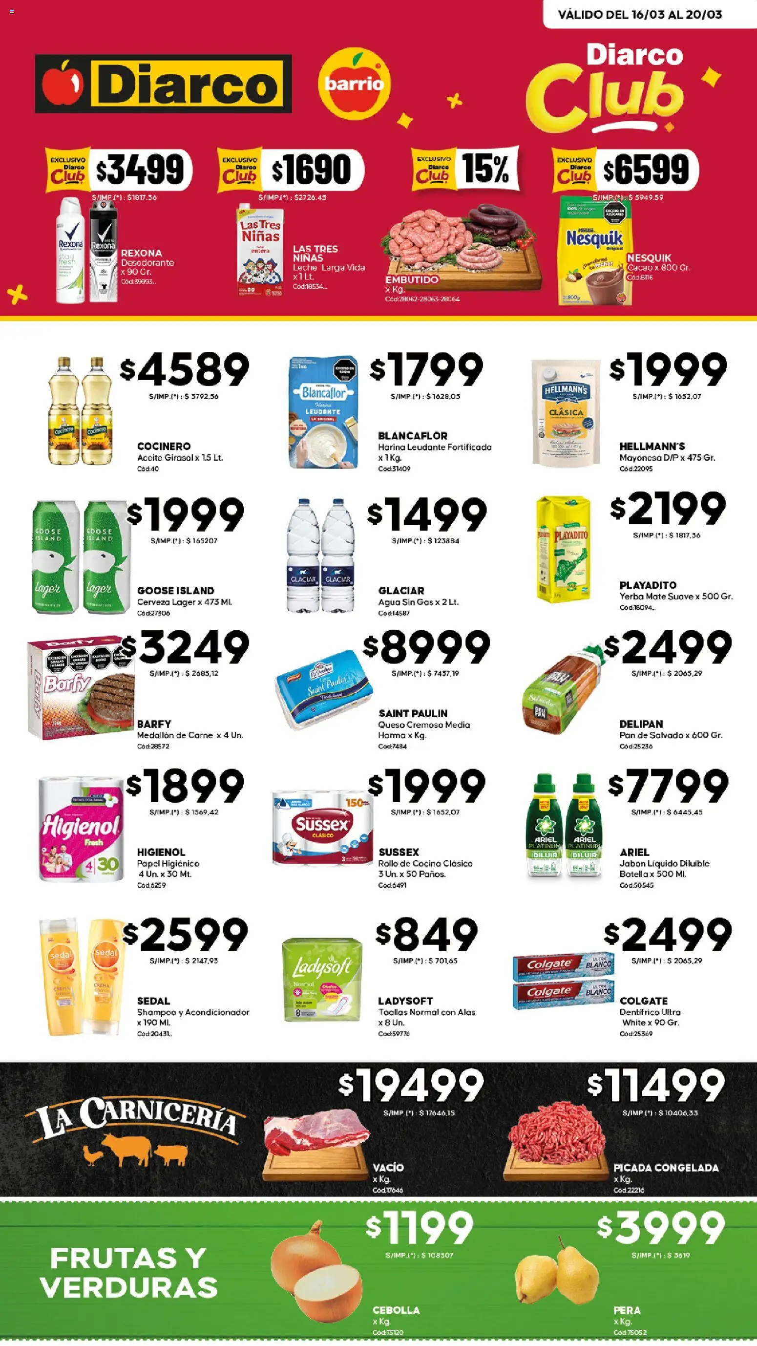 Diarco ofertas BARRIO │ válido desde el 16.03.2026 | Página: 1 | Productos: Botella, Cocina, Acondicionador, Pan