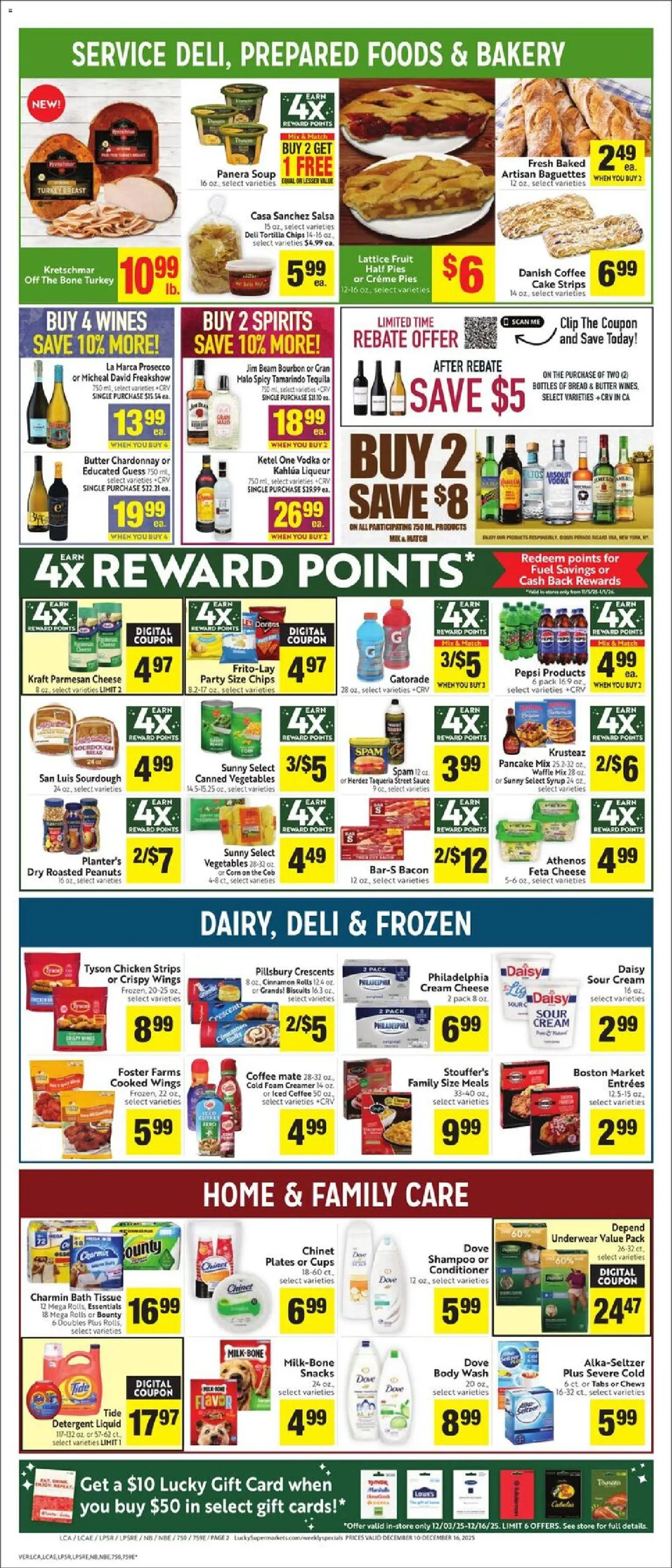 Lucky Supermarkets Weekly - AK - valid from 10.12.2025 | Page: 2 | Products: Butter, Cheese, Sour cream, Vegetables