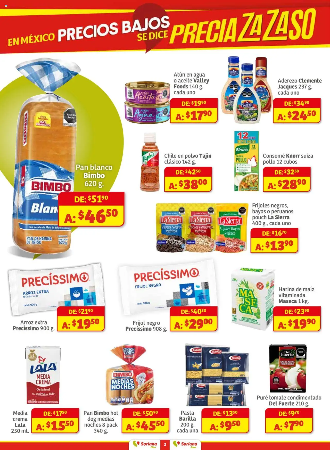 Nuevas ofertas de Soriana válidas en toda la República Mexicana desde el 01.08.2025. ¡Encuentra las mejores ofertas en Soriana - Preciazazaso Súper Valle de México! | Página: 2 | Productos: Atún, Crema, Agua, Aceite