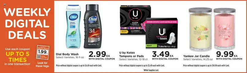 QFC Weekly Ad - valid from 16.07.2025 | Page: 3 | Products: Pads, Tampons, Body Wash