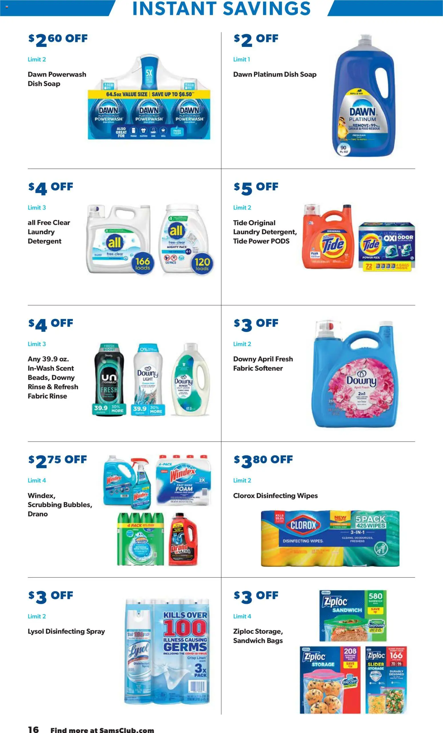 Sam's Club Instant Savings Book January - valid from 02.01.2026 | Page: 16 | Products: Soap, Fabric softener, Detergent