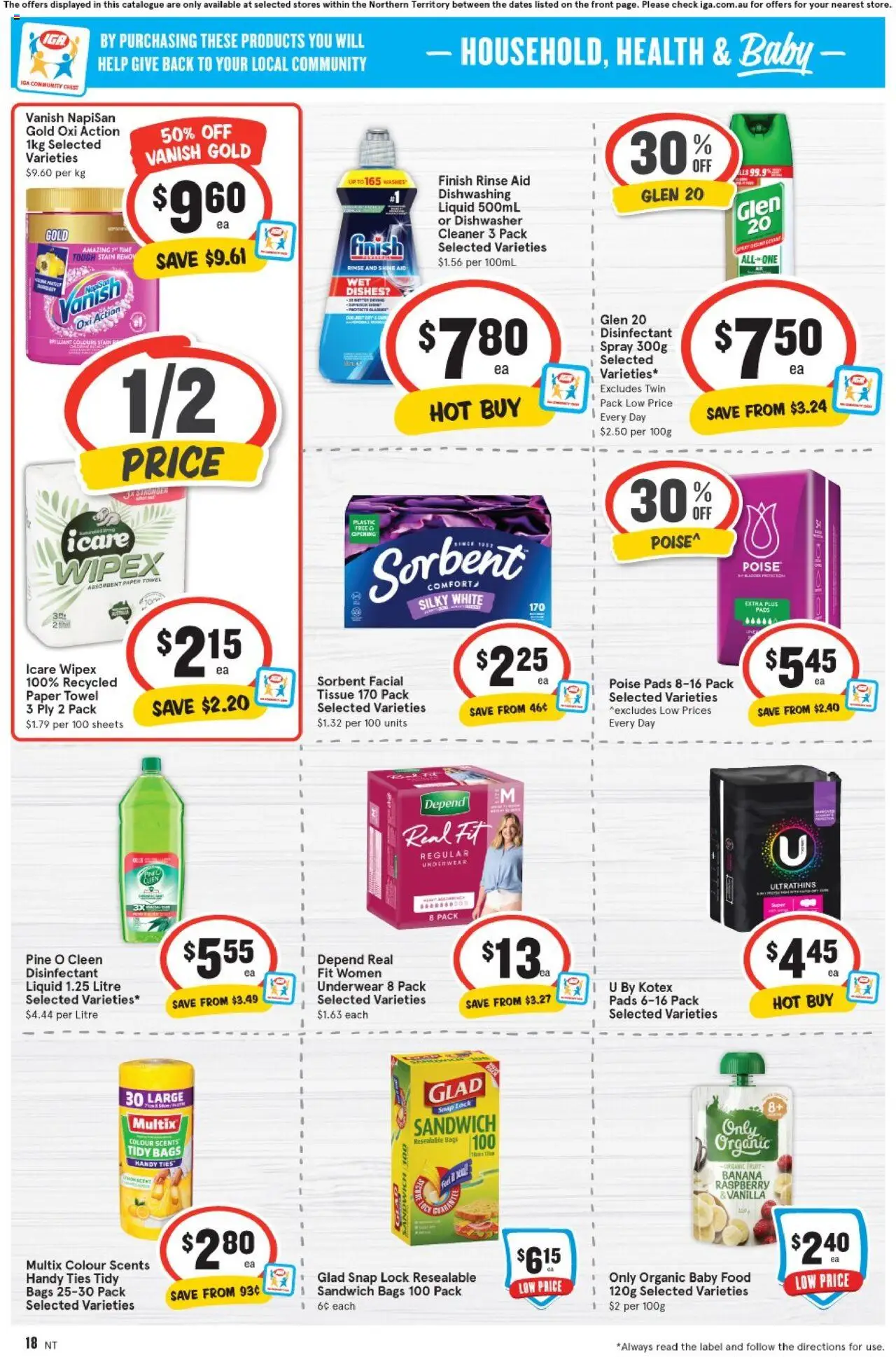 IGA catalogue - valid from 06.08.2025 | Page: 14 | Products: Cleaner, Baby food, Underwear, Dishwasher