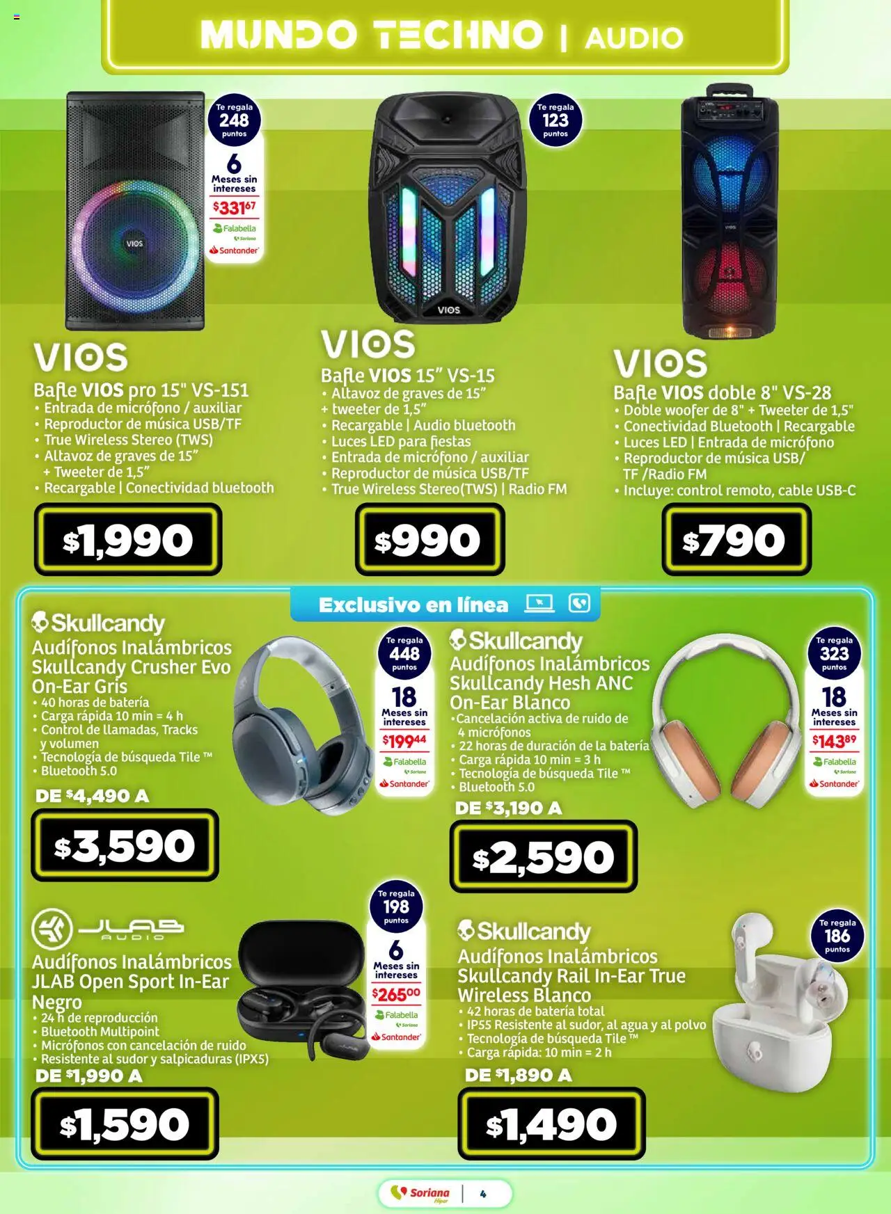Nuevas ofertas de Soriana válidas en toda la República Mexicana desde el 28.08.2025. ¡Encuentra las mejores ofertas en Soriana - Mundo Techno Híper Nacional! | Página: 5 | Productos: Reproductor, Audífonos, Cable, Té