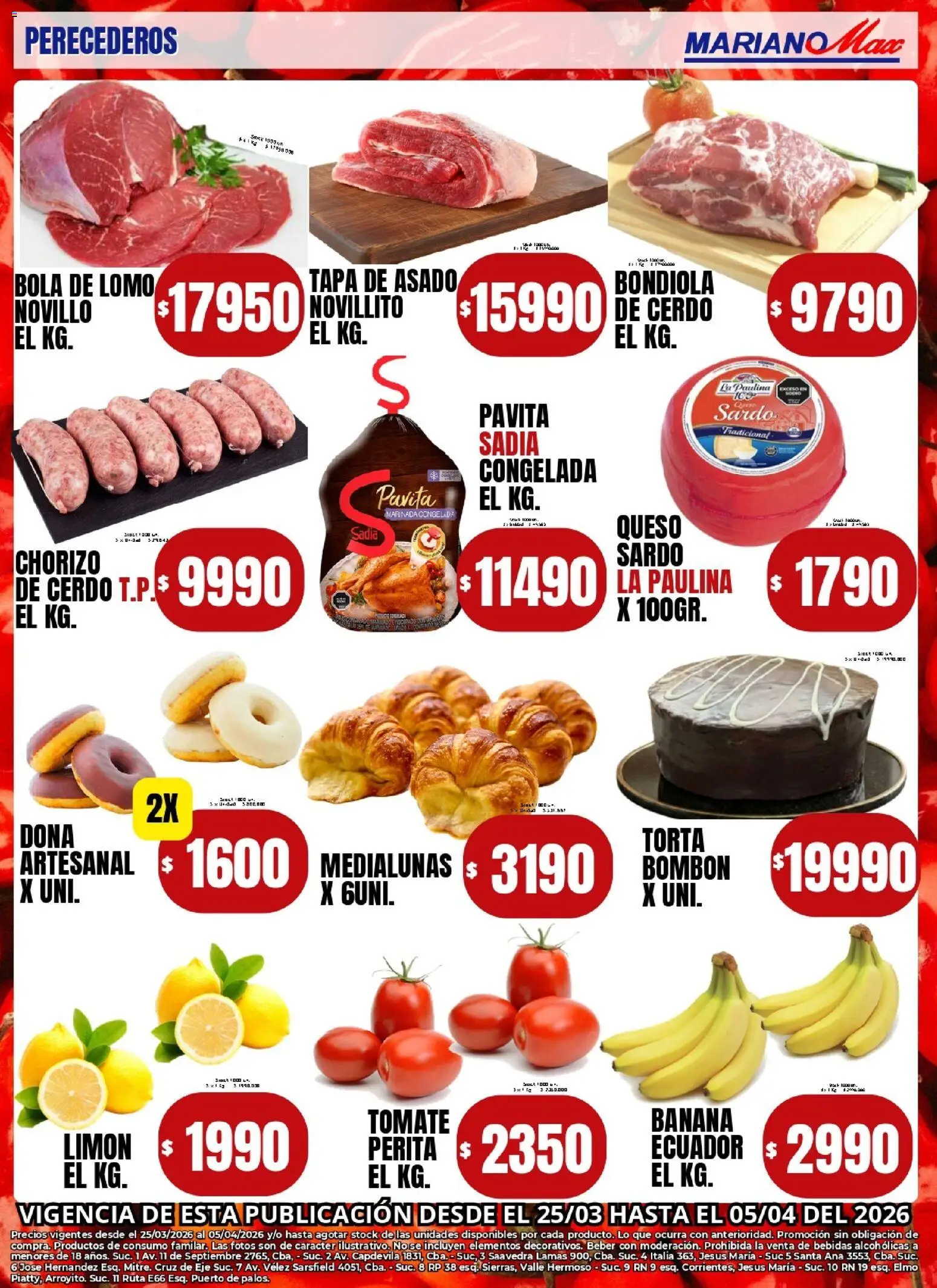 Mariano Max - Catálogo │ válido desde el 25.03.2026 | Página: 9 | Productos: Limón, Torta, Chorizo, Cerdo