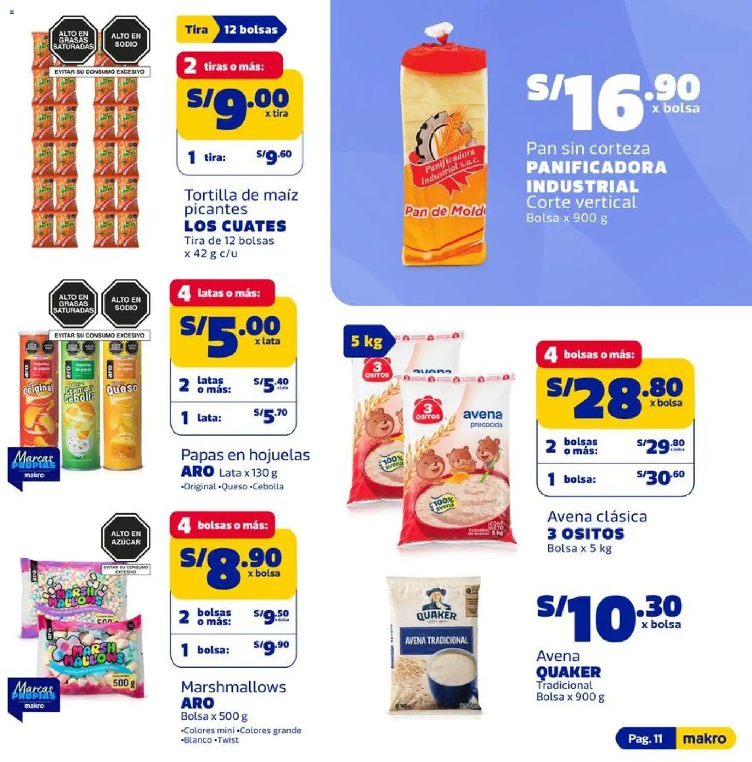 Catálogo Makro válido desde 15.01.2026 | Página: 11 | Productos: Queso, Pan, Papas, Bolsa