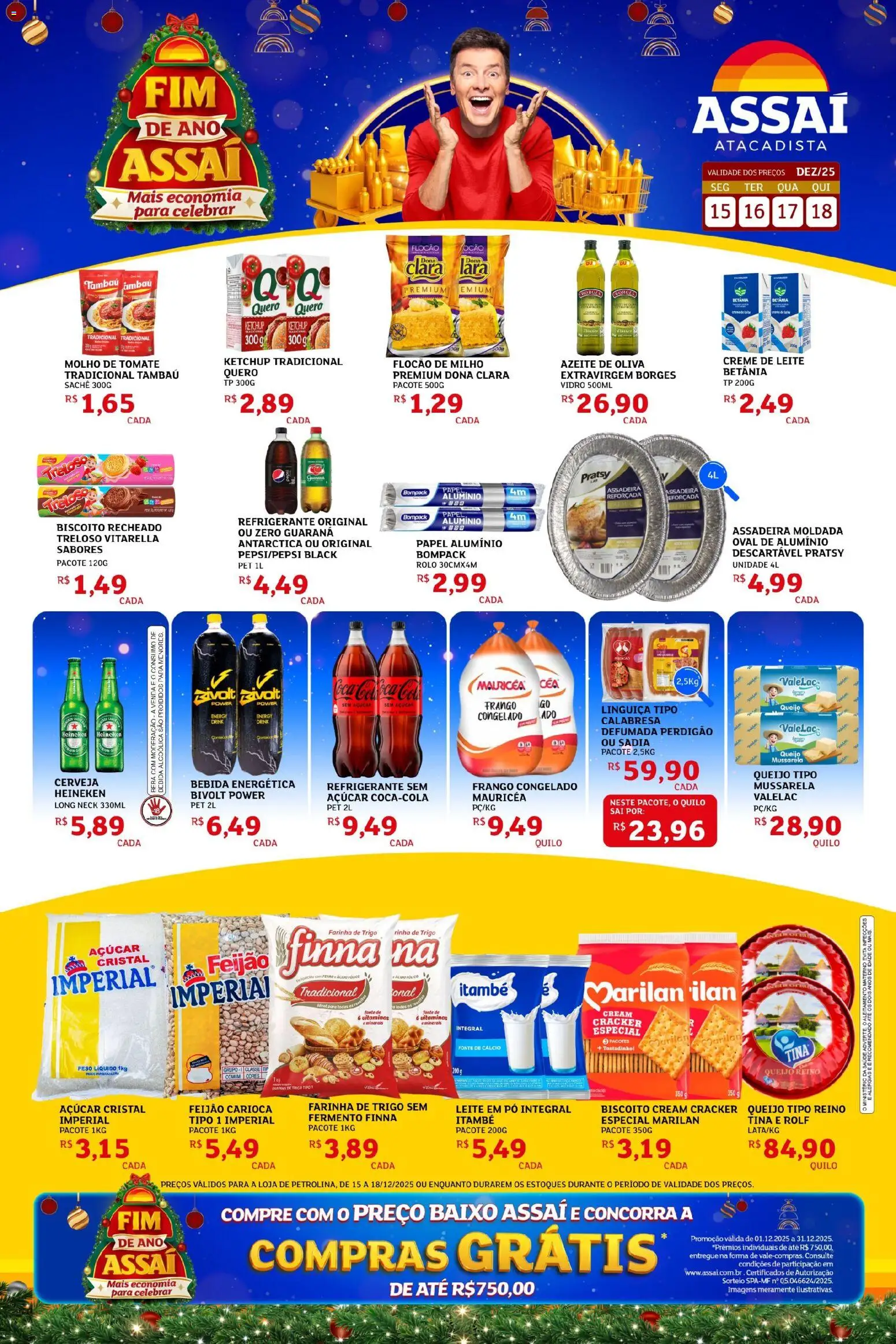 Assaí Atacadista Folheto - válido de 15.12.2025 | Página: 1 | Produtos: Farinha de trigo, Creme, Baixo, Frango