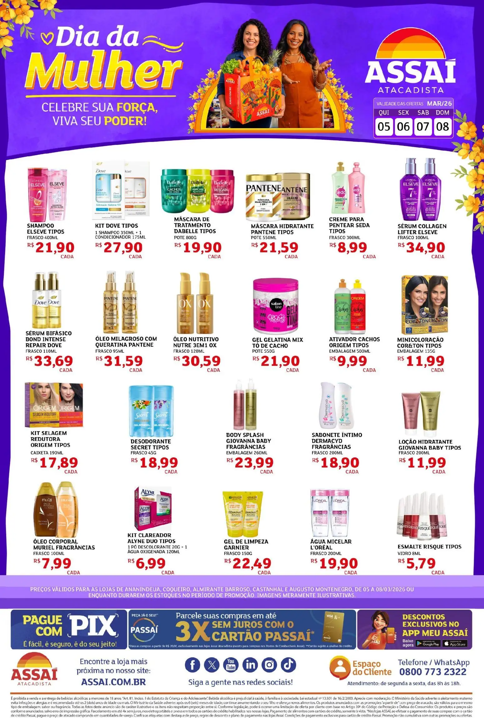 Assaí Atacadista Folheto - válido de 05.03.2026 | Página: 1 | Produtos: Condicionador, Desodorante, Base, Body